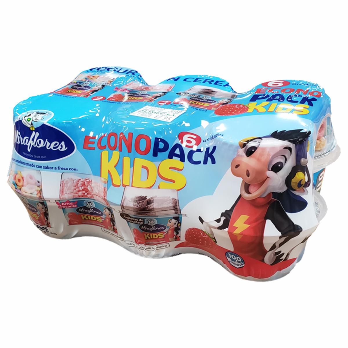 Yogurt Semidescremado Kids Sabor A Fresa Con Toppings Surtidos MIRAFLORES 6 X 117 G