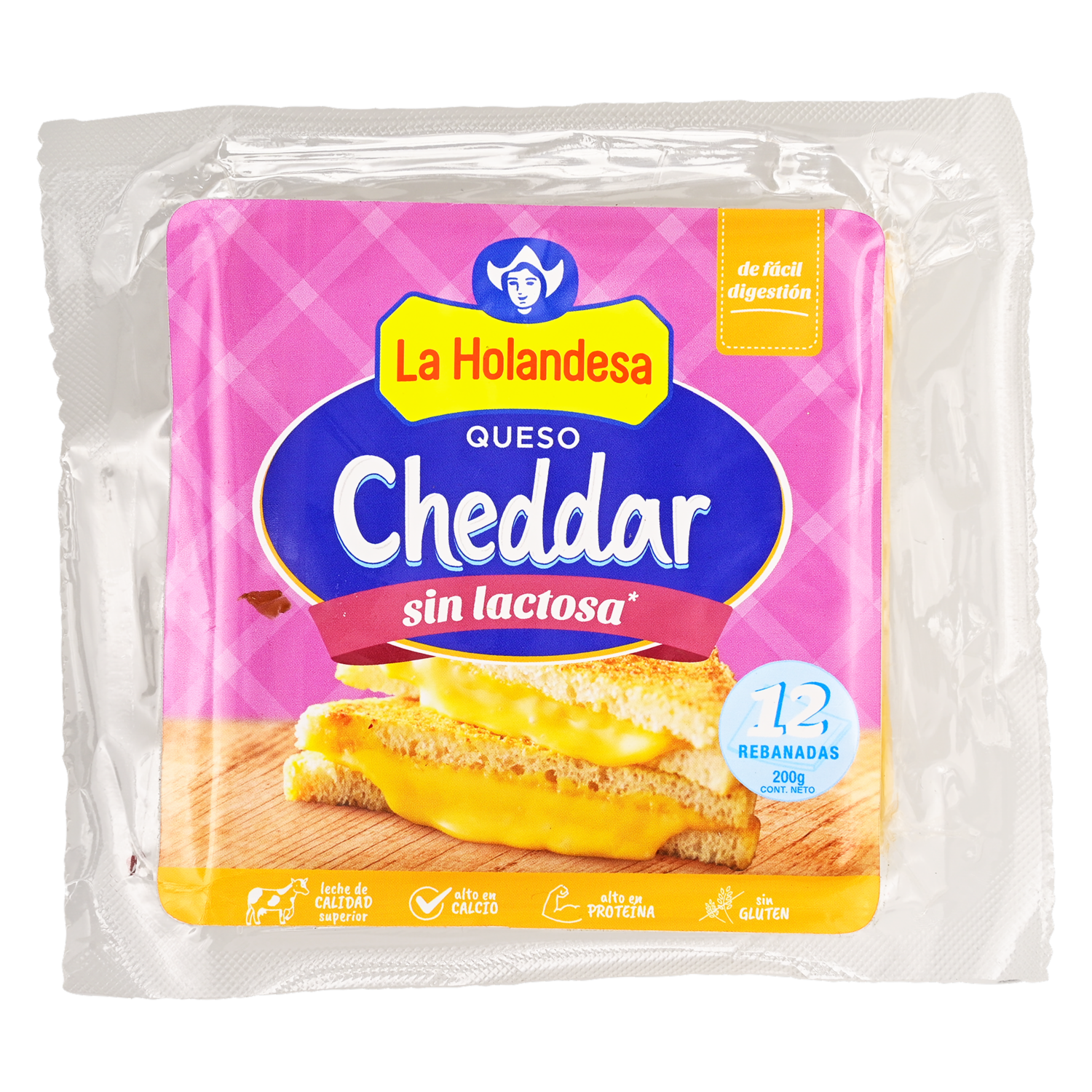 Queso Cheddar Deslactosada Rebanado LA HOLANDESA 200 G