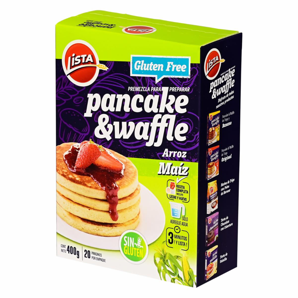 Premezcla Para Pancakes Y Wafle De Arroz Y Maíz LISTA 400 G
