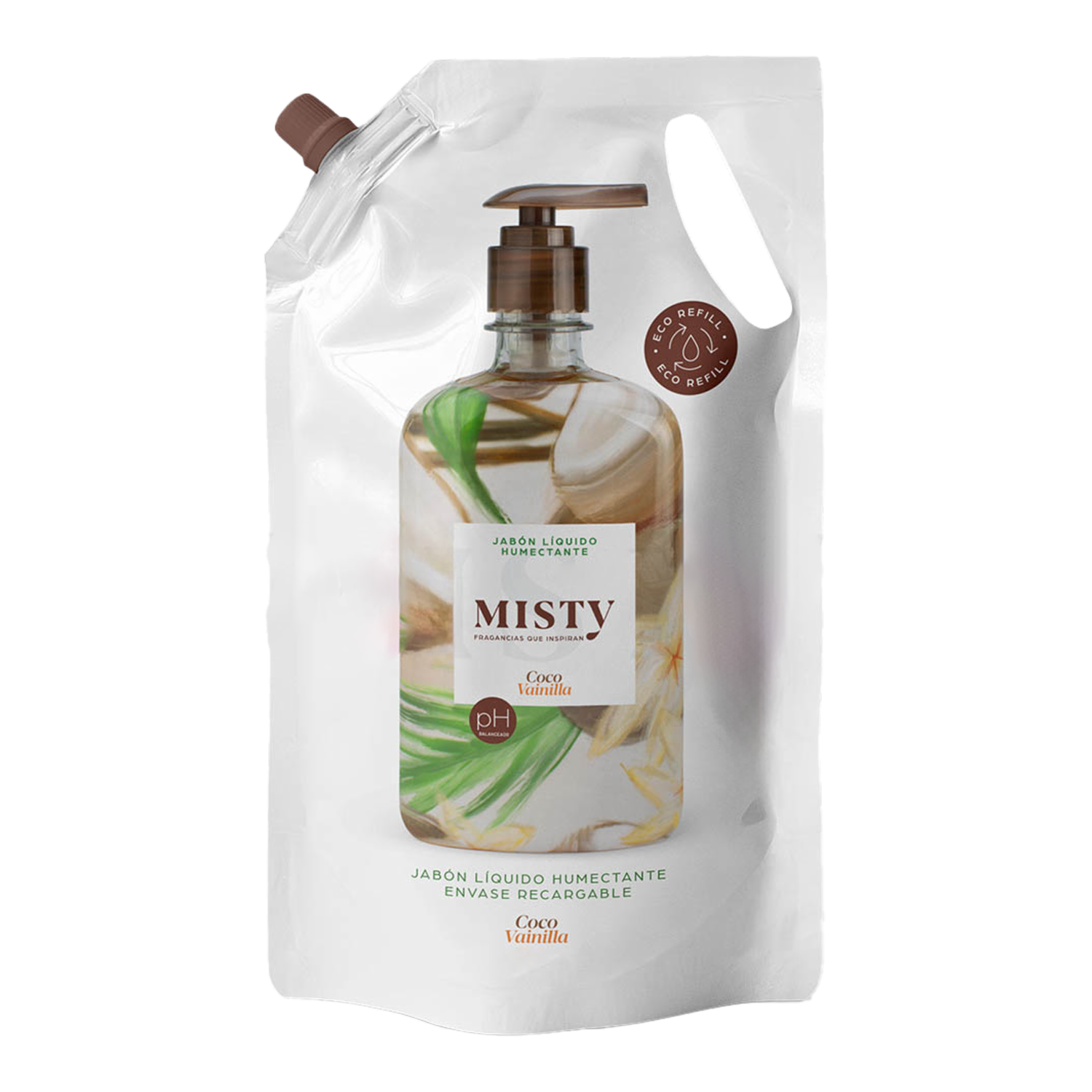 Jabón Líquido Humectante Fragancia Coco Y Vainilla MISTY 900 Ml