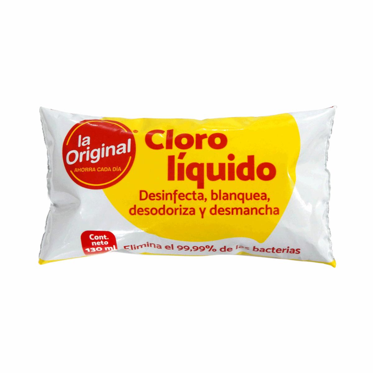 Cloro Líquido Desinfecta, Blanquea, Desodoriza Y Desmancha LA ORIGINAL 130 Ml