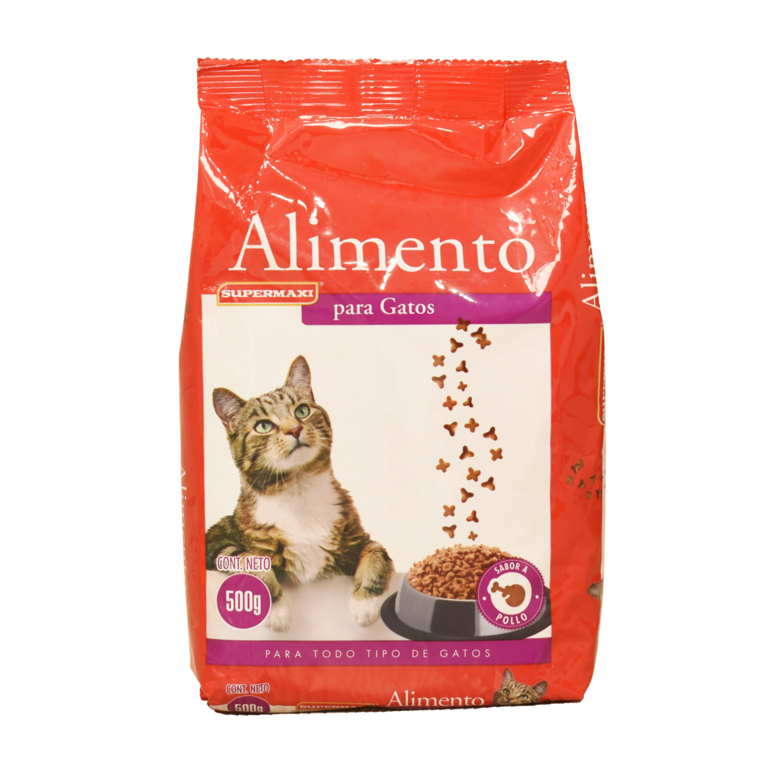 Alimento Para Gatos Y Gatitos Sabor A Pollo SUPERMAXI 500 G