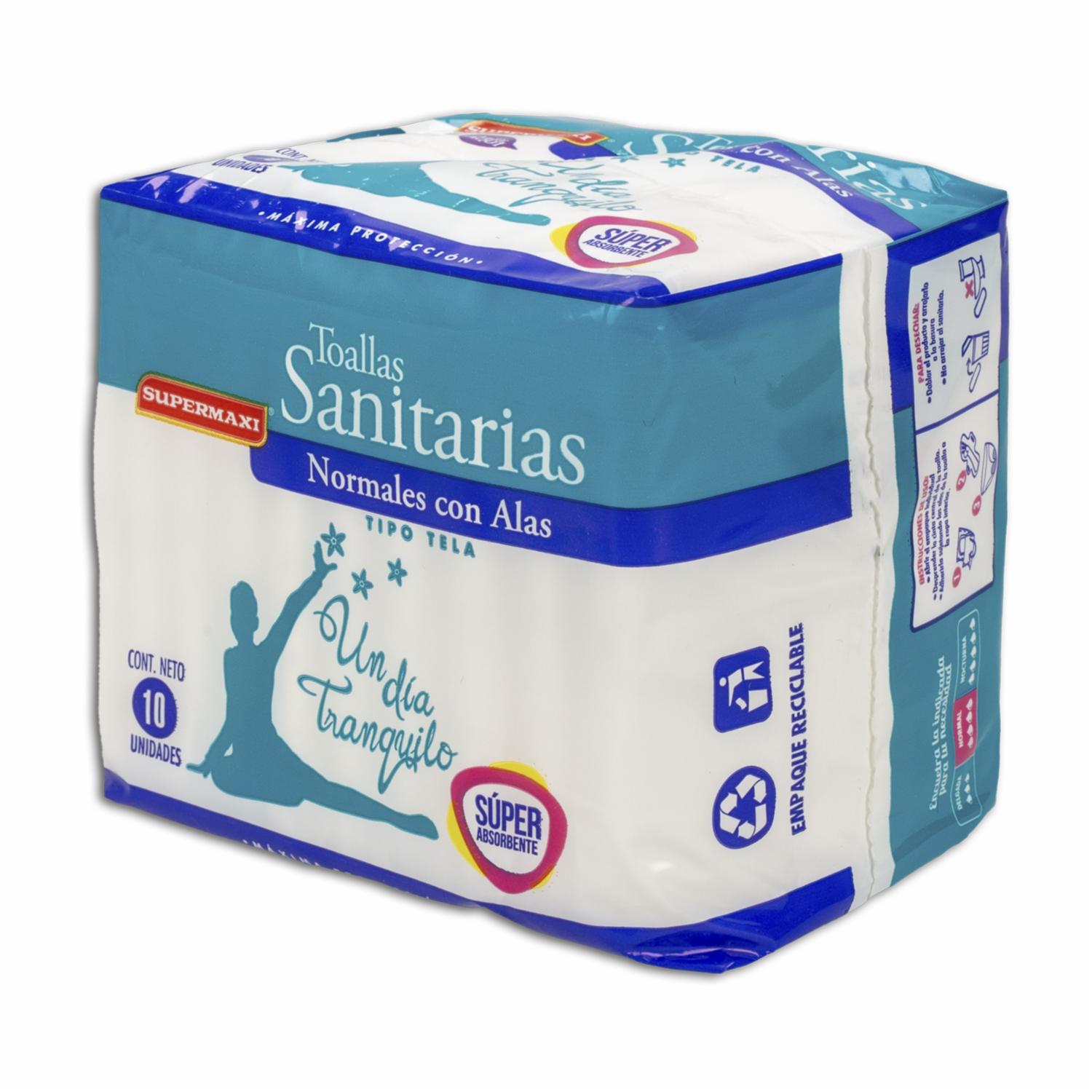 Toallas Sanitarias Normales Con Alas SUPERMAXI X 10 Unidades