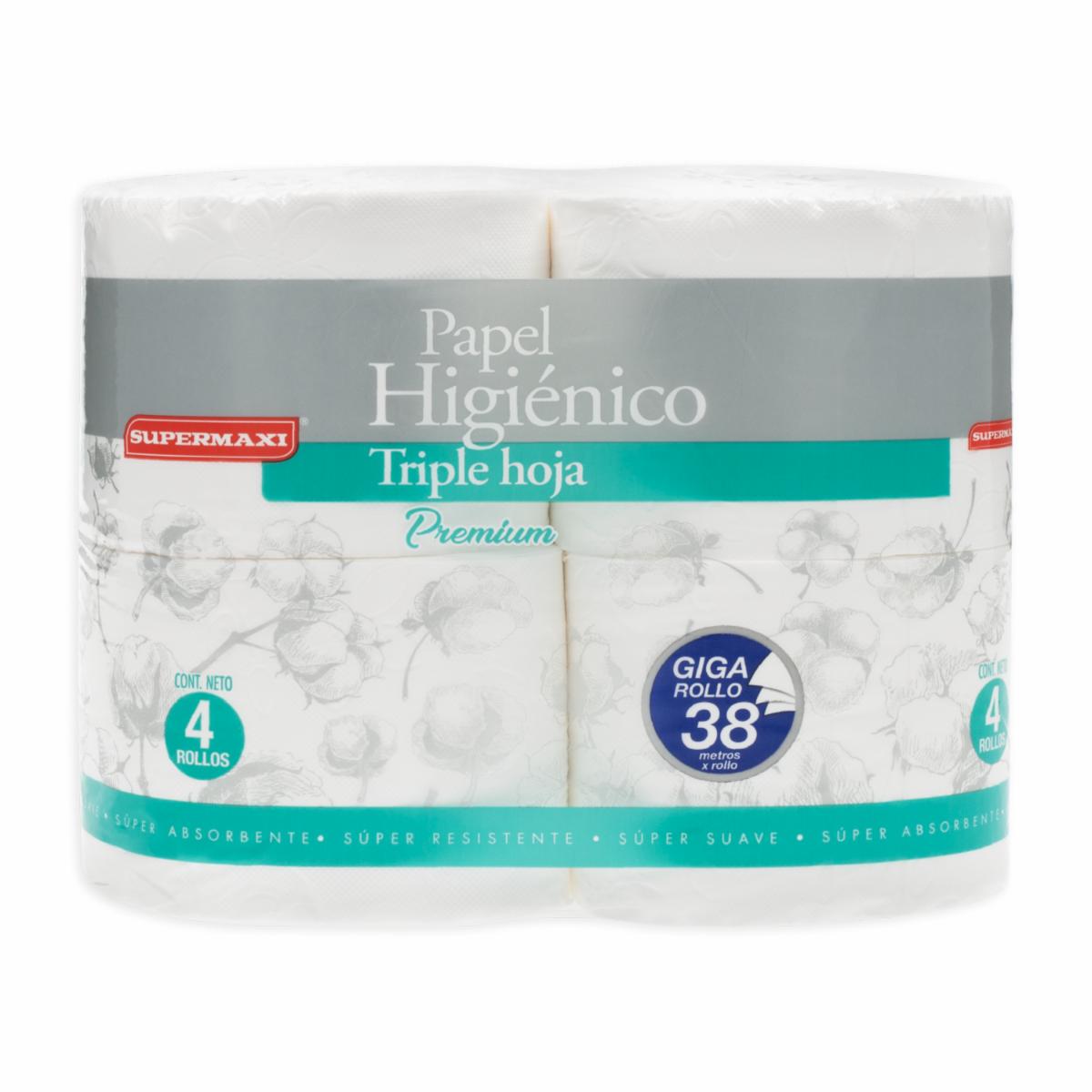Papel Higiénico Triple Hoja SUPERMAXI 4 Rollos
