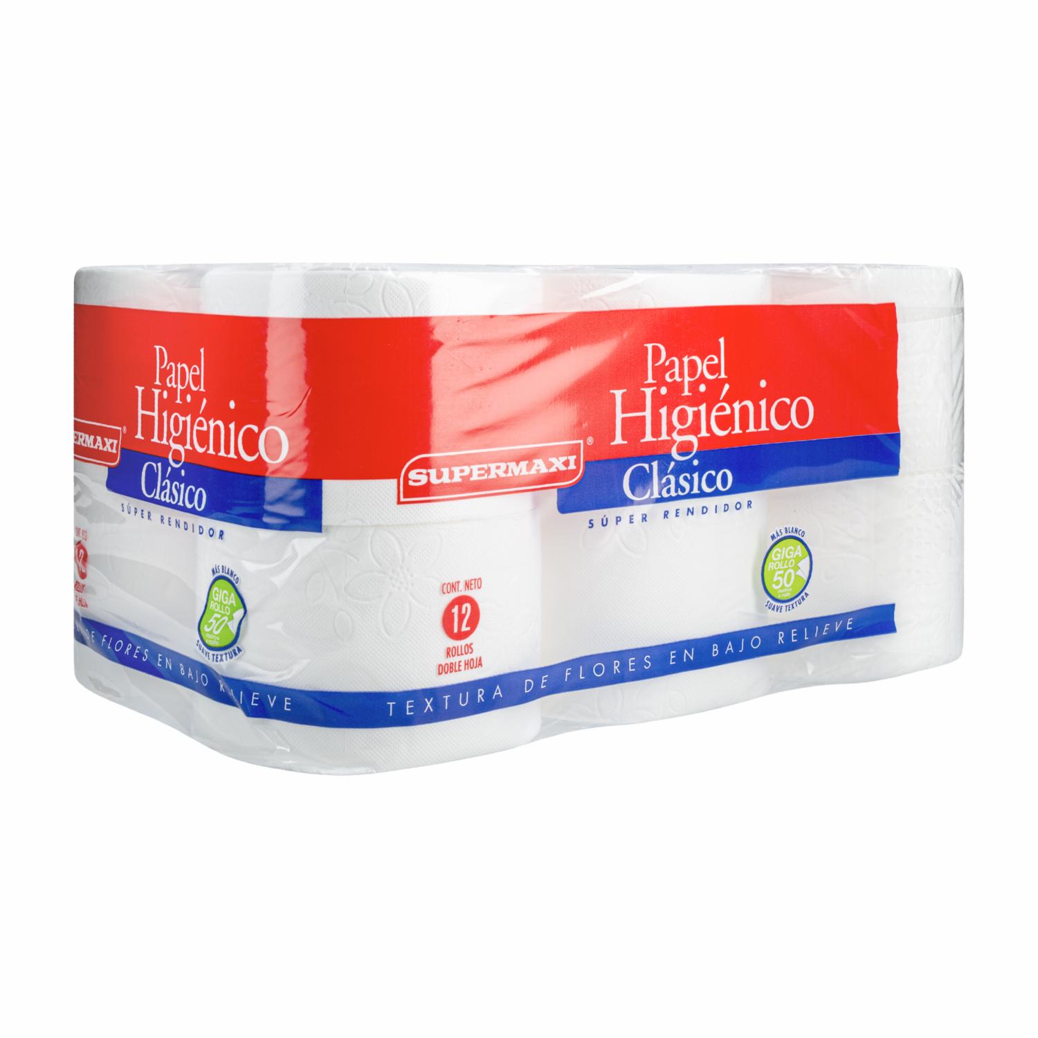Papel Higiénico Clásico 3 En 1 50M SUPERMAXI 12 Rollos
