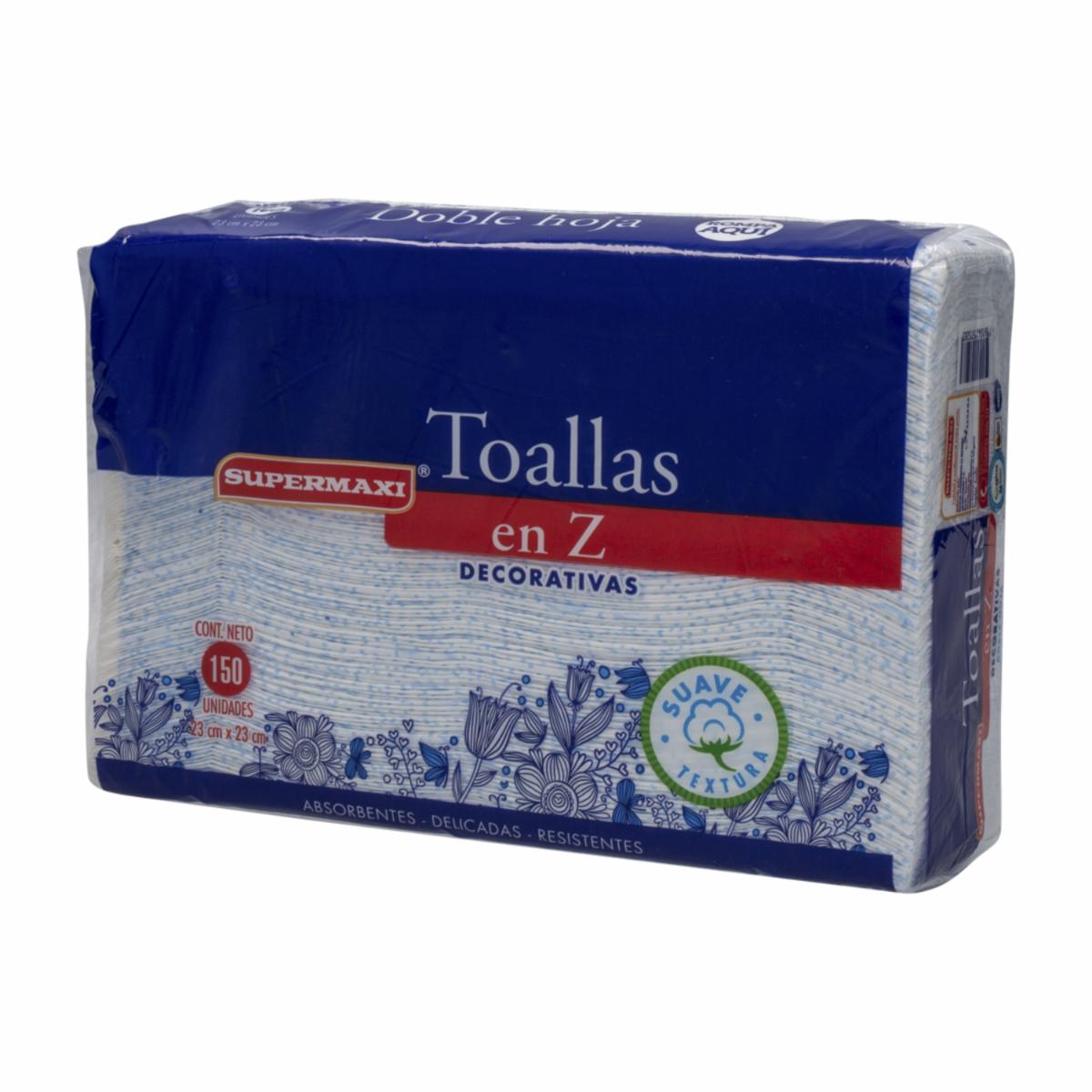 Toallas En Z De Papel Decorativas 23X23 Cm SUPERMAXI X 150 Uds