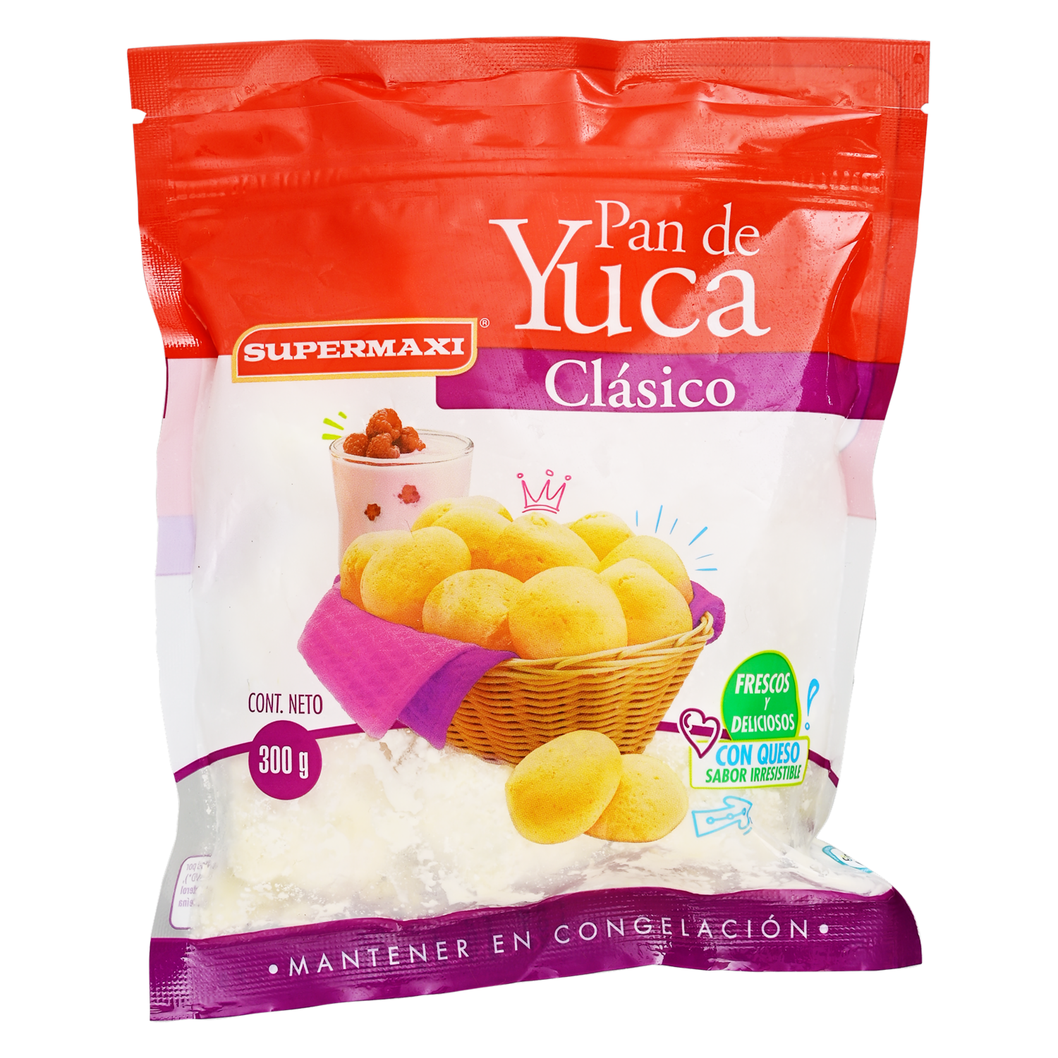Pan De Yuca Clásico Congelado Con Queso Sin Gluten SUPERMAXI 300 G