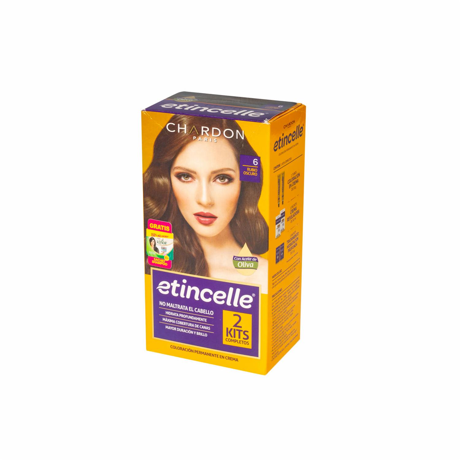 Tinte De Cabello Coloración N° 6 Rubio Oscuro 2 Tubos ETINCELLE Unidad