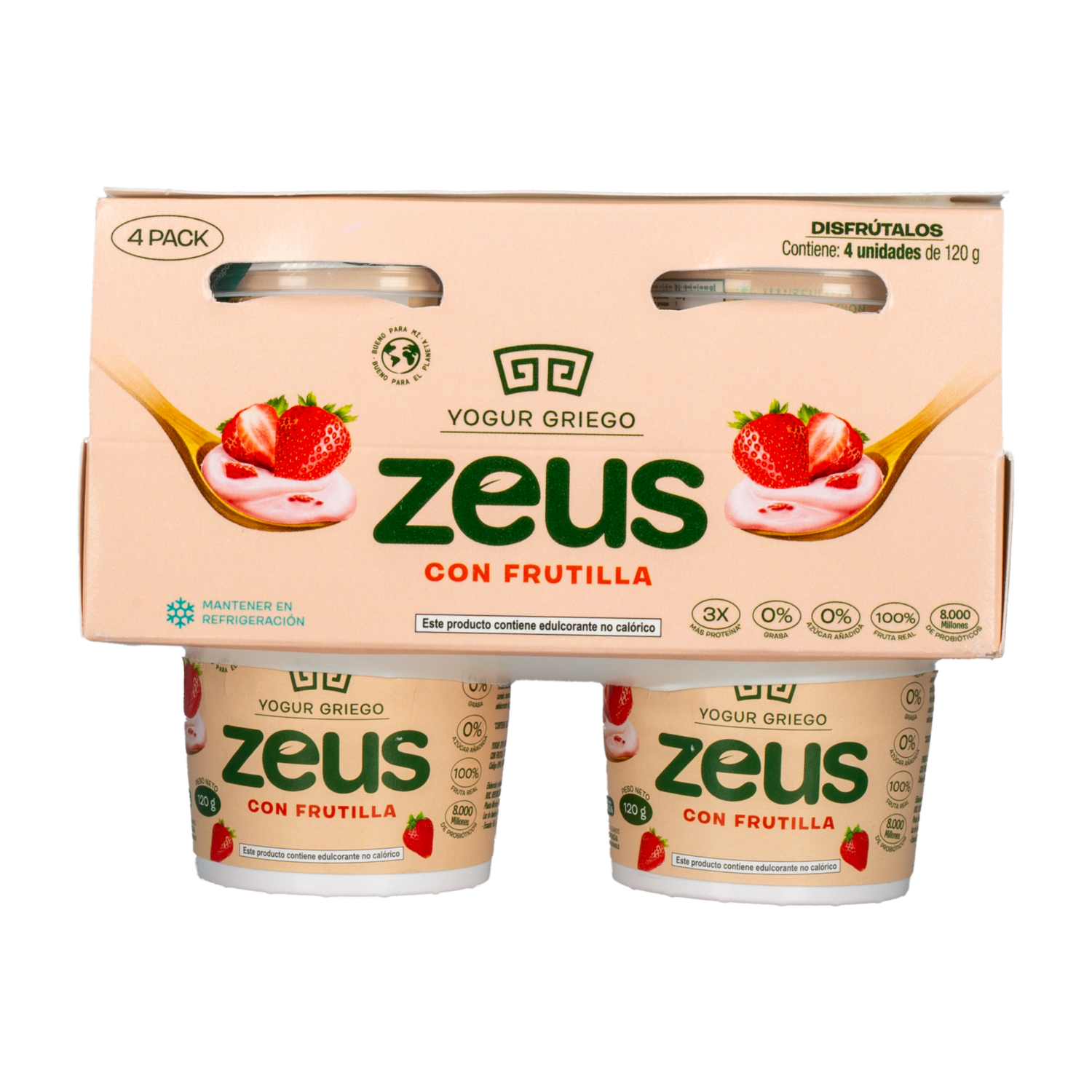 Yogurt Griego De Frutilla ZEUS 4 x 120 G