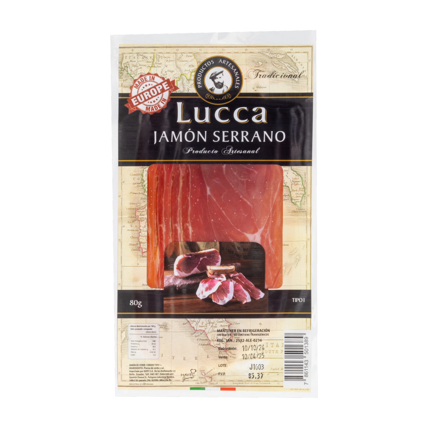 Jamón Serrano Producto Artesanal LUCCA 80 G