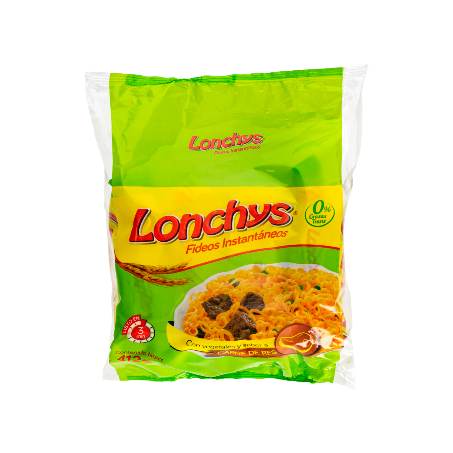 Pack De Fideo Sabor A Carne LONCHYS 4 X 103 Gr