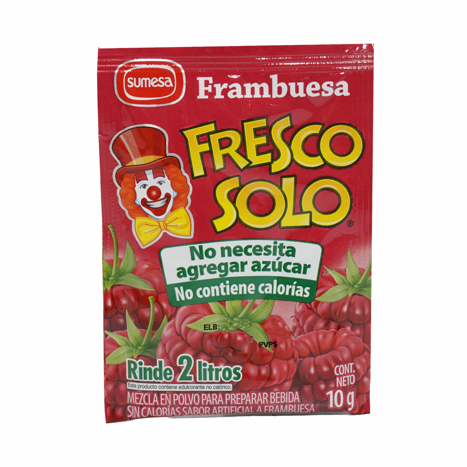 Mezcla En Polvo Para Bebida Sabor A Frambuesa Sin Azúcar FRESCO SOLO 10 g