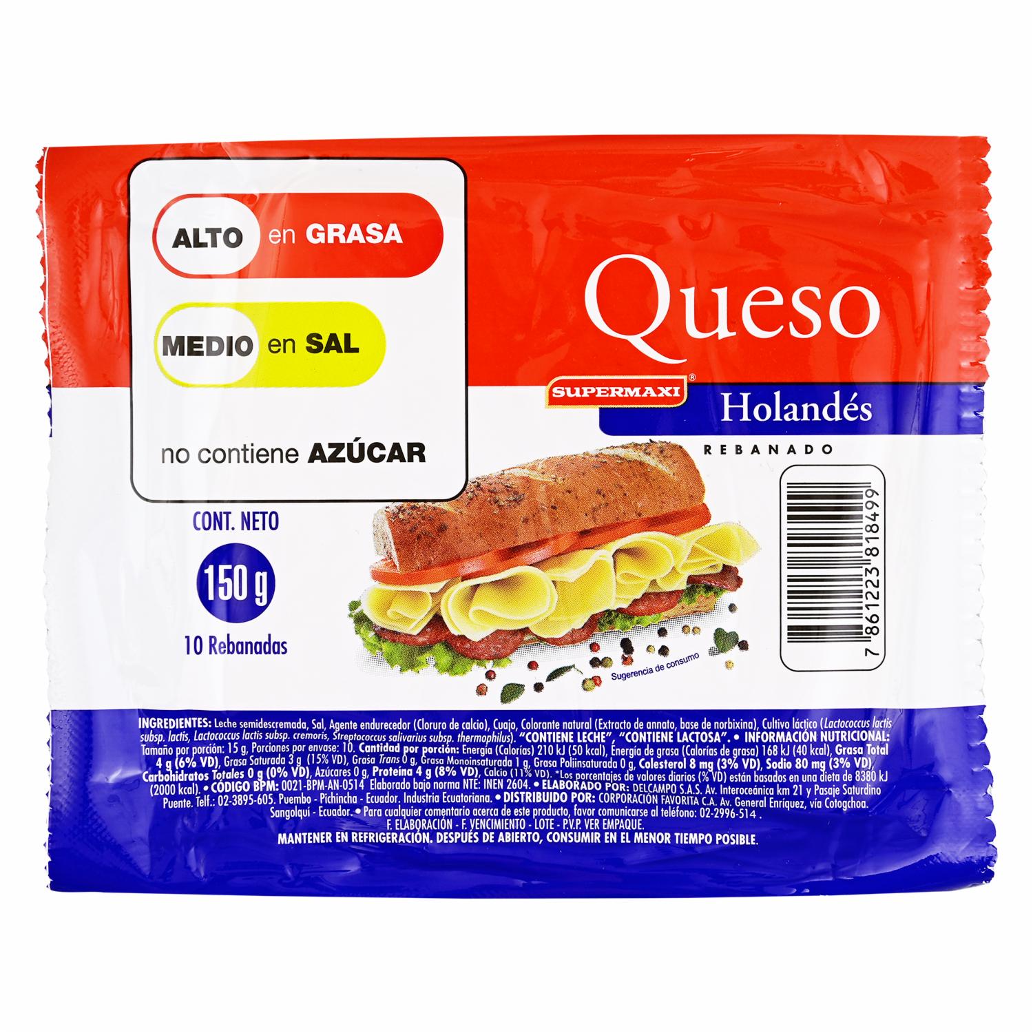 Queso Holandés Rebanado SUPERMAXI 150  G