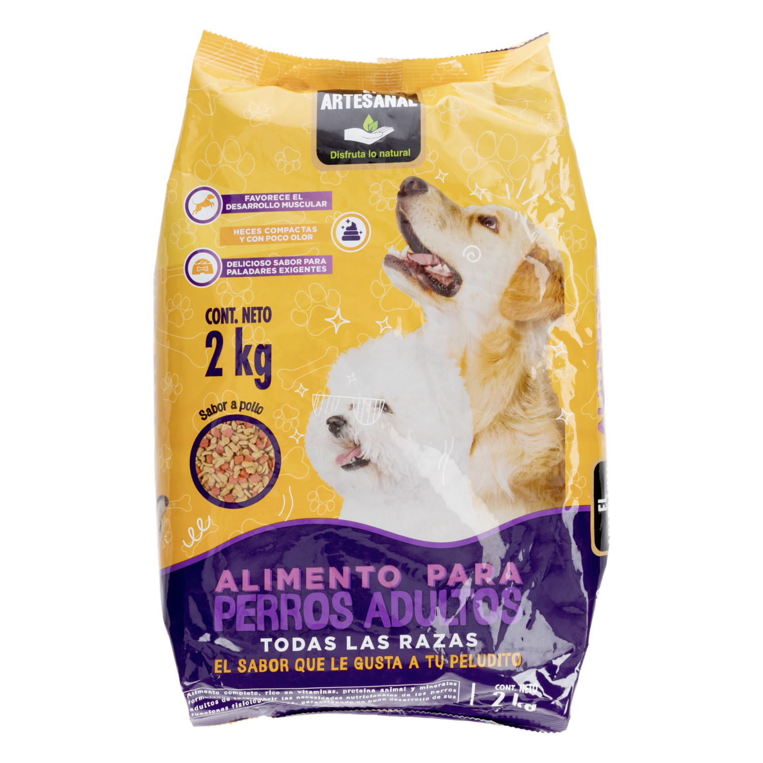 Alimento Para Perros Adultos Todas Las Razas Sabor A Pollo EL ARTESANAL 2 Kg