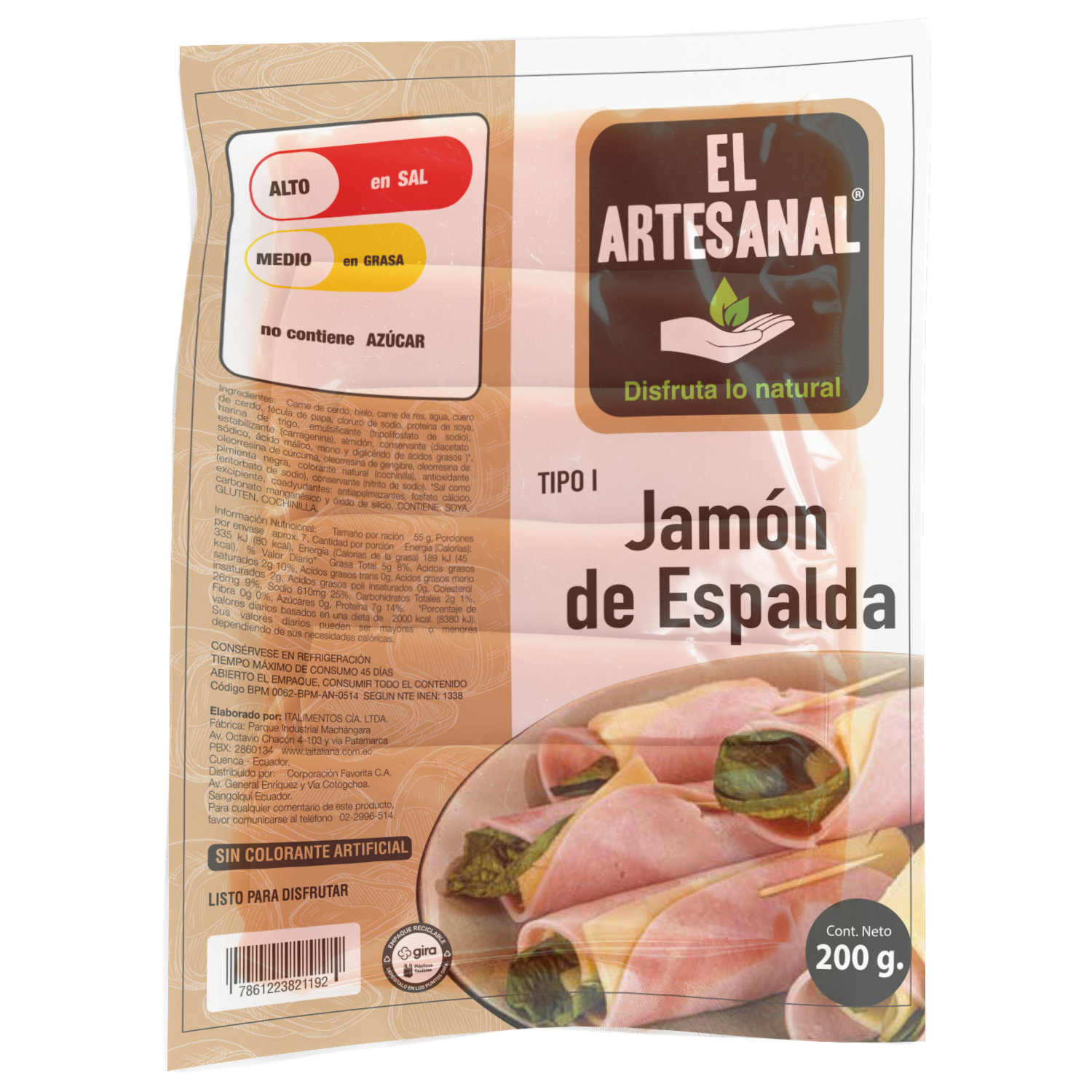 Jamón De Espalda Tipo I EL ARTESANAL 200 G