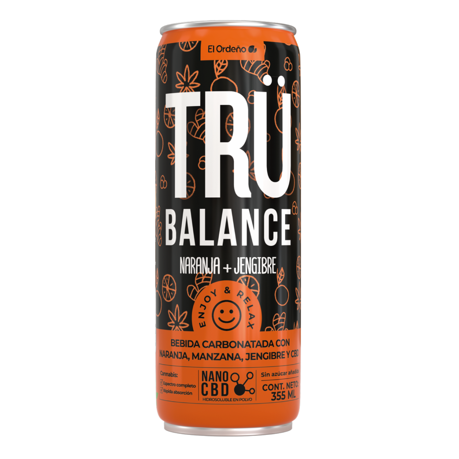 Balance Bebida Carbonatada Naranja + Jengibre Y CBD TRÜ Lata 355 Ml