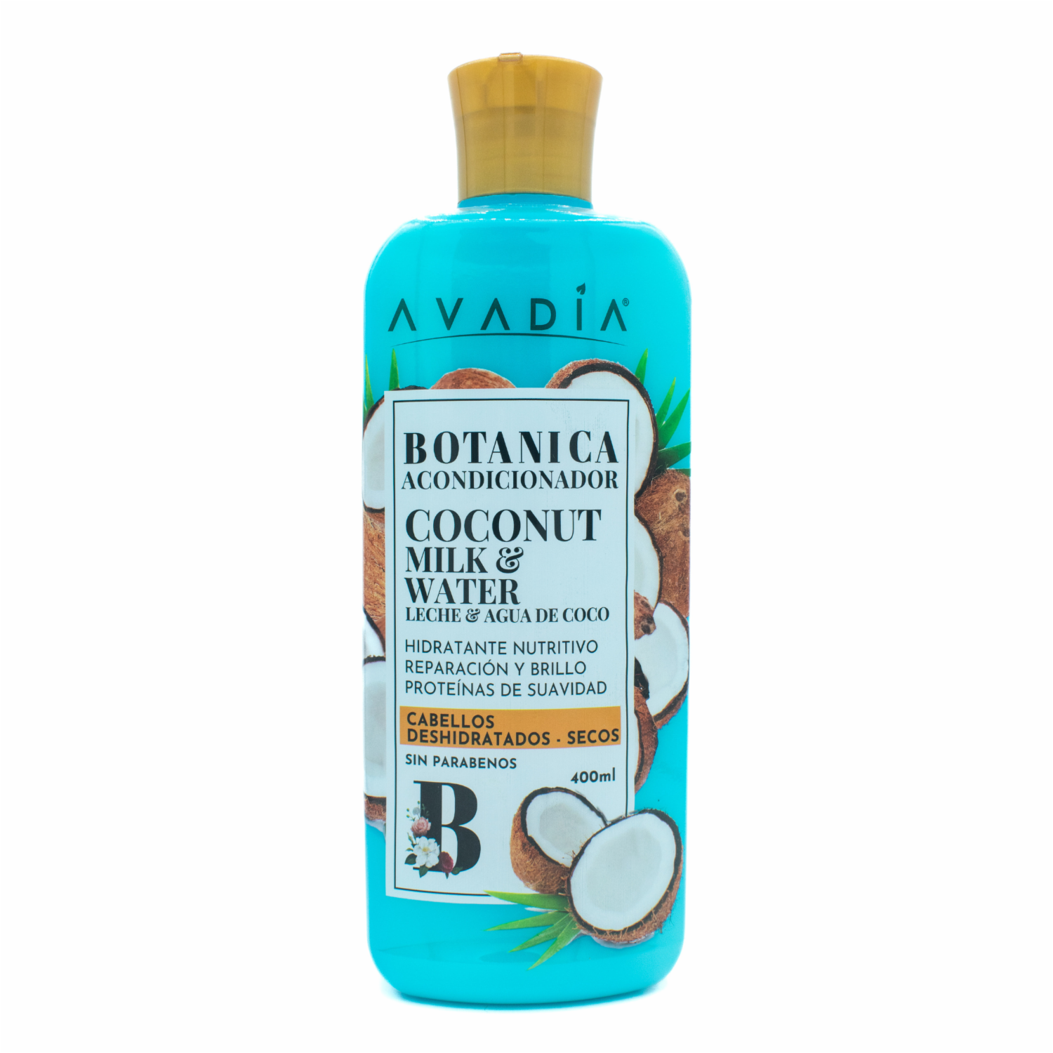 Acondicionador De Cabello Botánica Leche Y Agua De Coco Hidratante Nutritivo Brillo Y Suavidad AVADÍA 400 Ml
