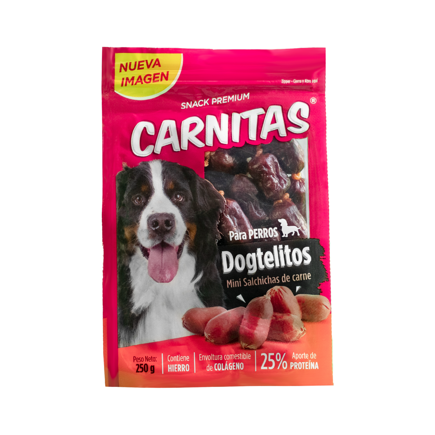 Snack Para Perros Mini Salchichas De Carne Dogtelitos CARNITAS 250 G