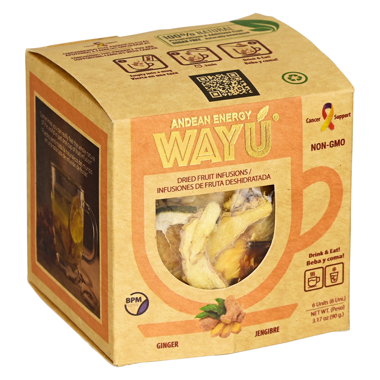 Infusión De Frutas Deshidratadas Jengibre WAYÚ 90 g