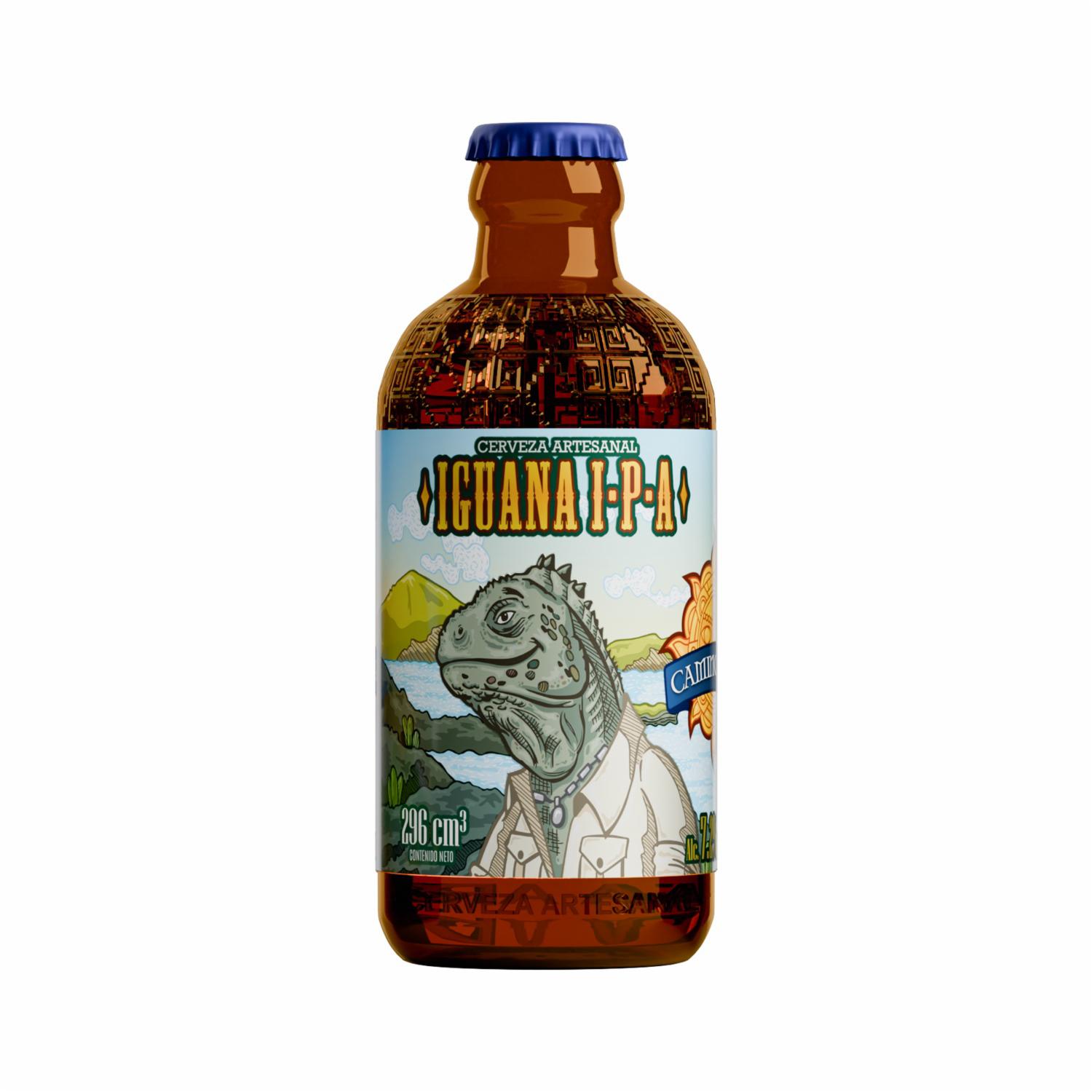 Cerveza Artesanal Rubia Iguana Ipa 7.2% Vol. Alc. Camino Del Sol Botella 296 Cc
