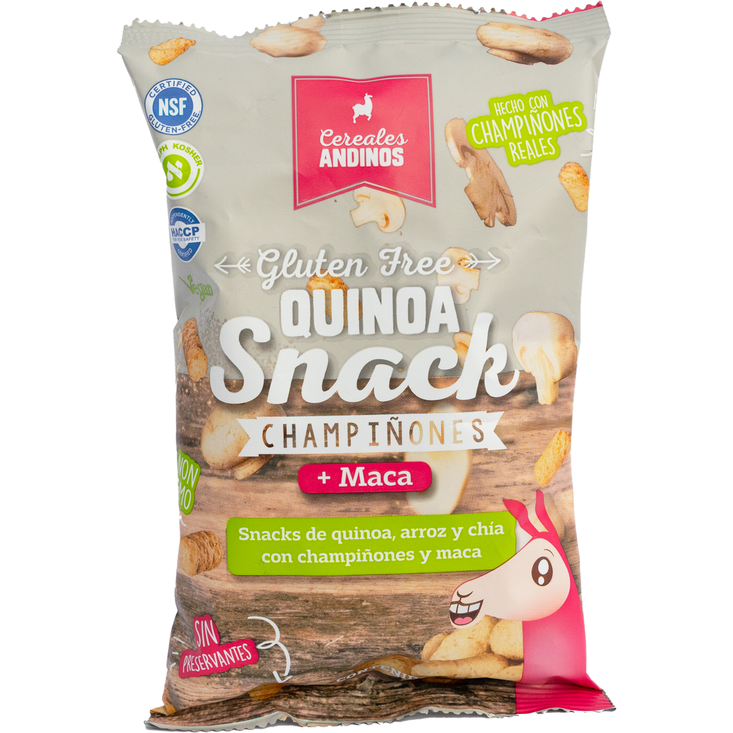 Quinoa Snack Champiñones Con Arroz, Chía + Maca Libre De Gluten CEREALES ANDINOS 40 G