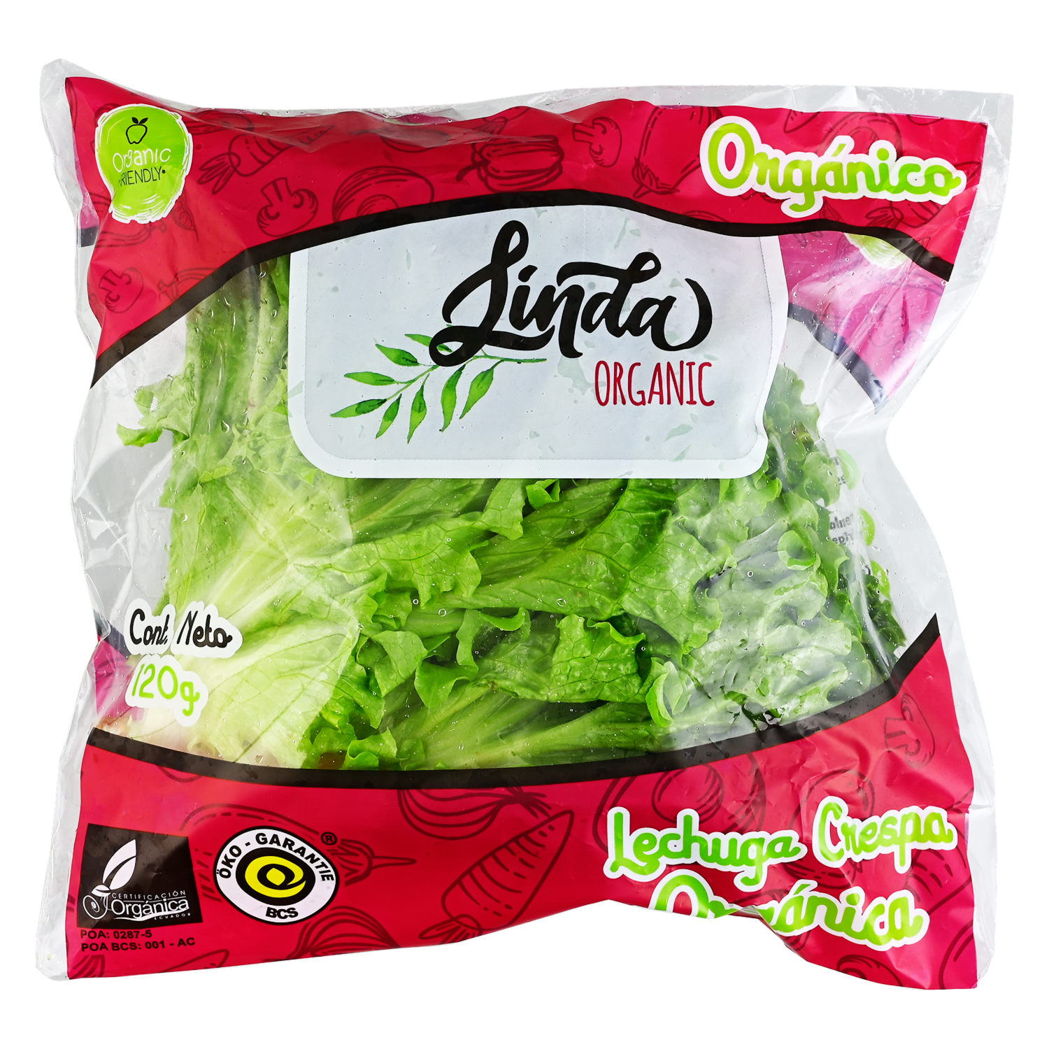 Lechuga Crespa Orgánica Fresca LINDA ORGANIC 120 G