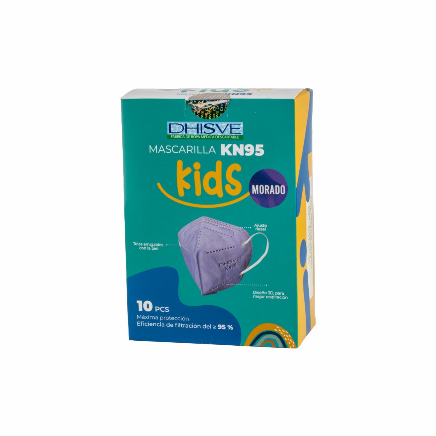Mascarilla Kn95 Morado Nino DHISVE 10 Unidades