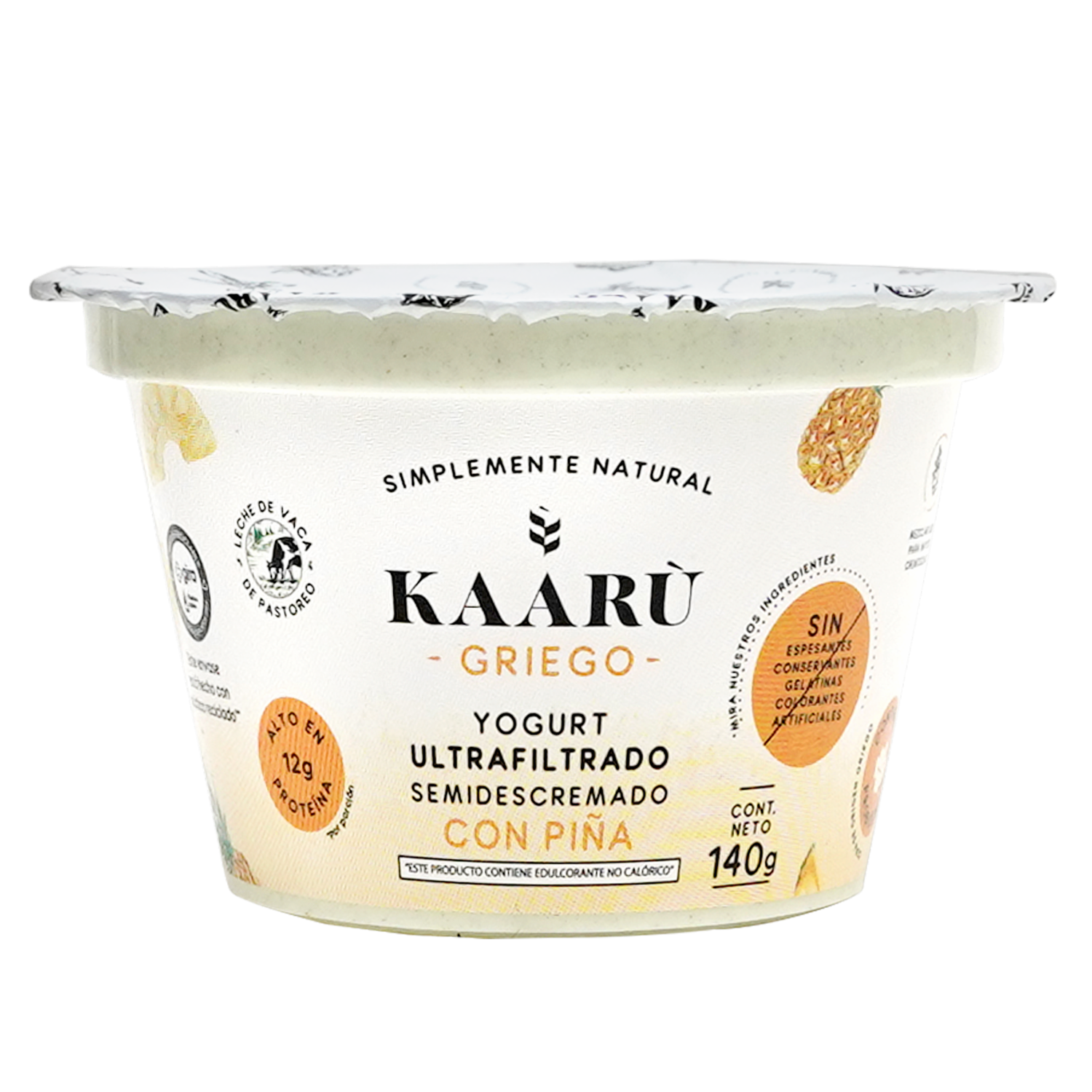 Yogurt Griego Ultrafiltrado Semidescremado Con Piña KAARÙ 140 G