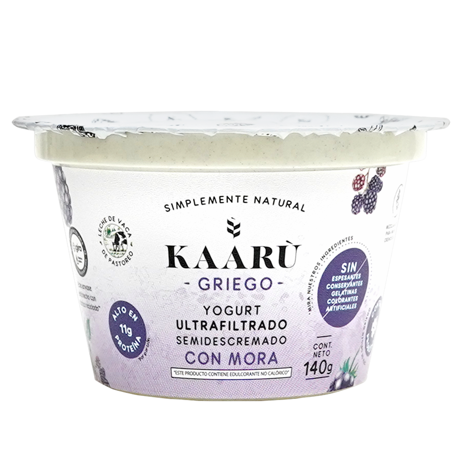 Yogurt Griego Ultrafiltrado Semidescremado Con Mora KAARÙ 140 G