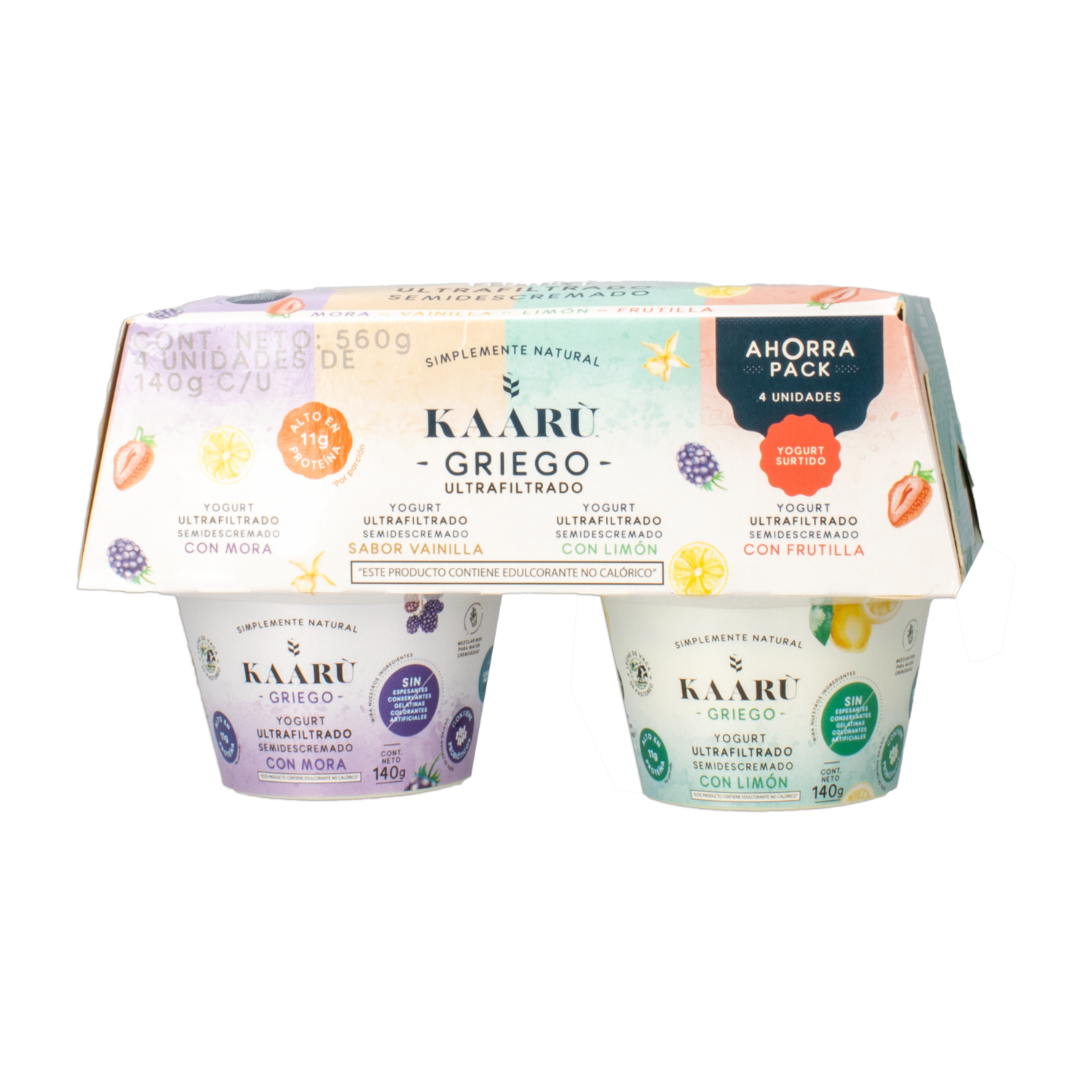 Pack Yogurt Griego Ultrafiltrado Semidescremado Surtidos KAARÙ 4 Uds X 140 G