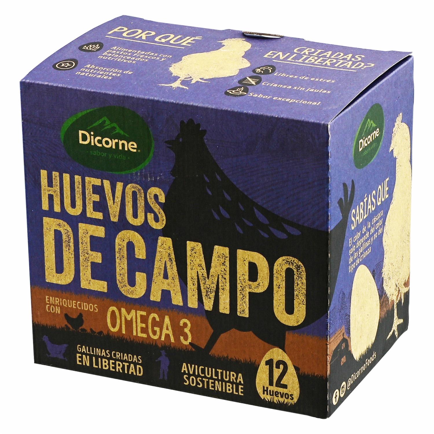 Huevos De Campo Con Omega 3 DICORNE x 12 Unidades