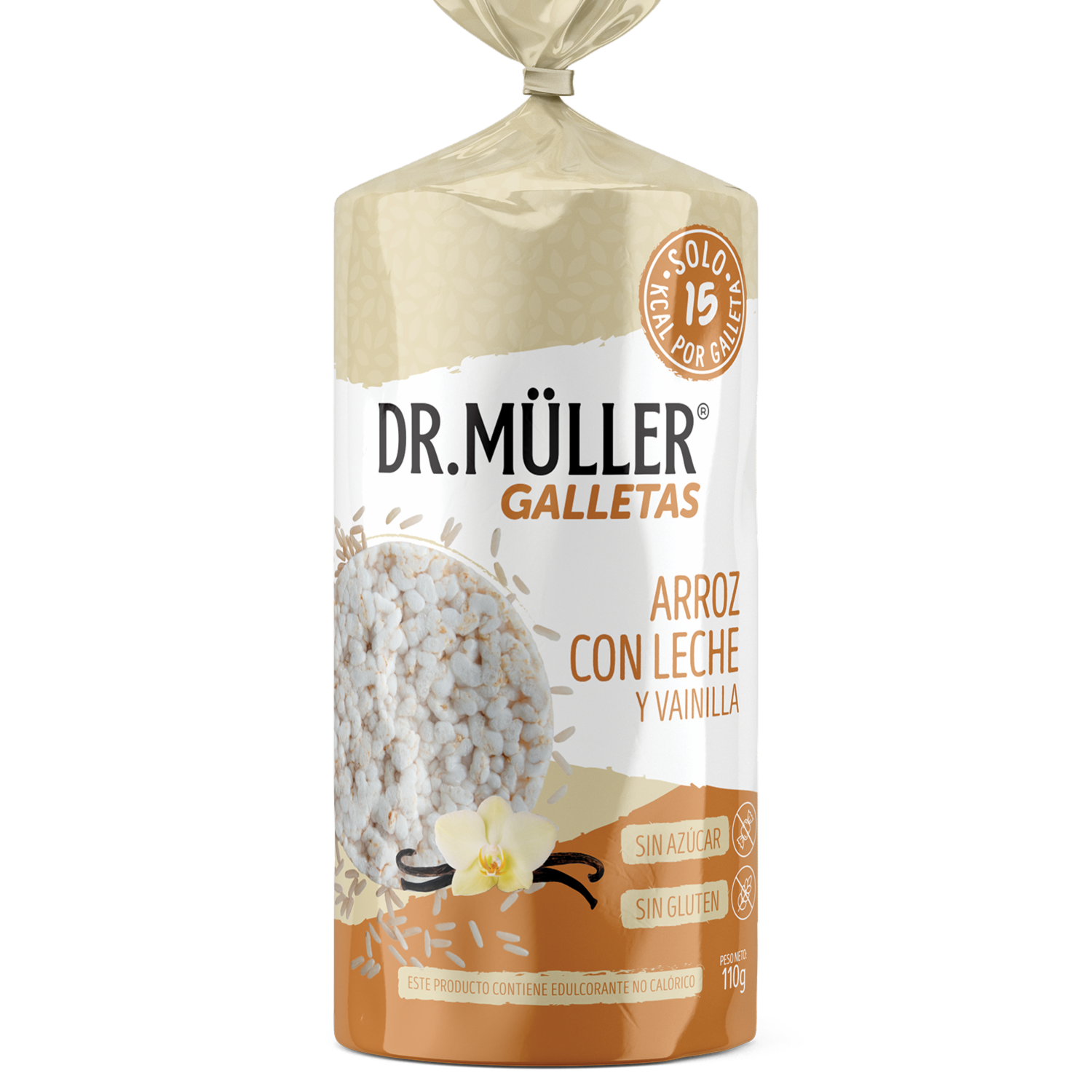 Galletas De Arroz Con Leche Y Vainilla Sin Gluten Sin Azúcar DR. MÜLLER 110 G