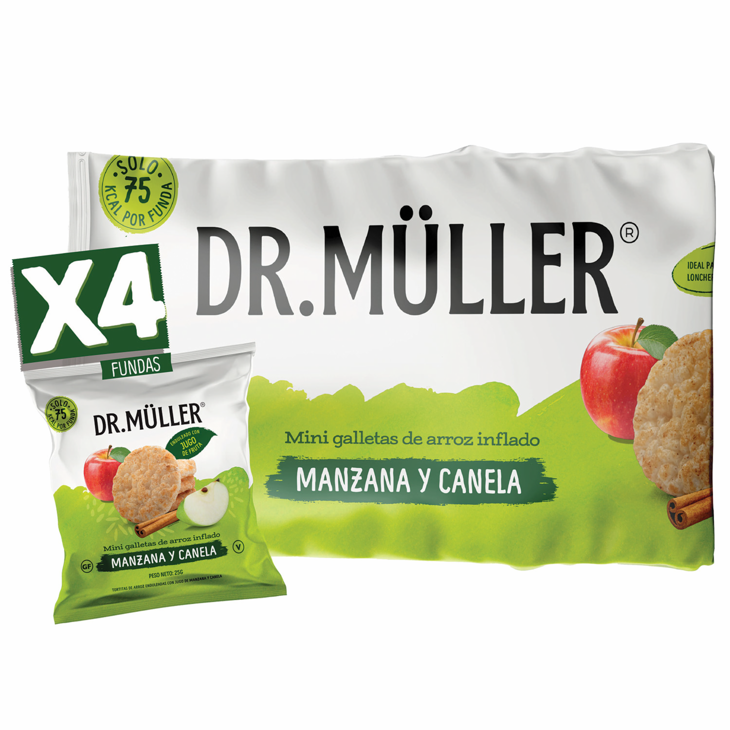 Galletas De Arroz Mini Inflado Sabor A Manzana Y Canela DR. MÜLLER 100 G