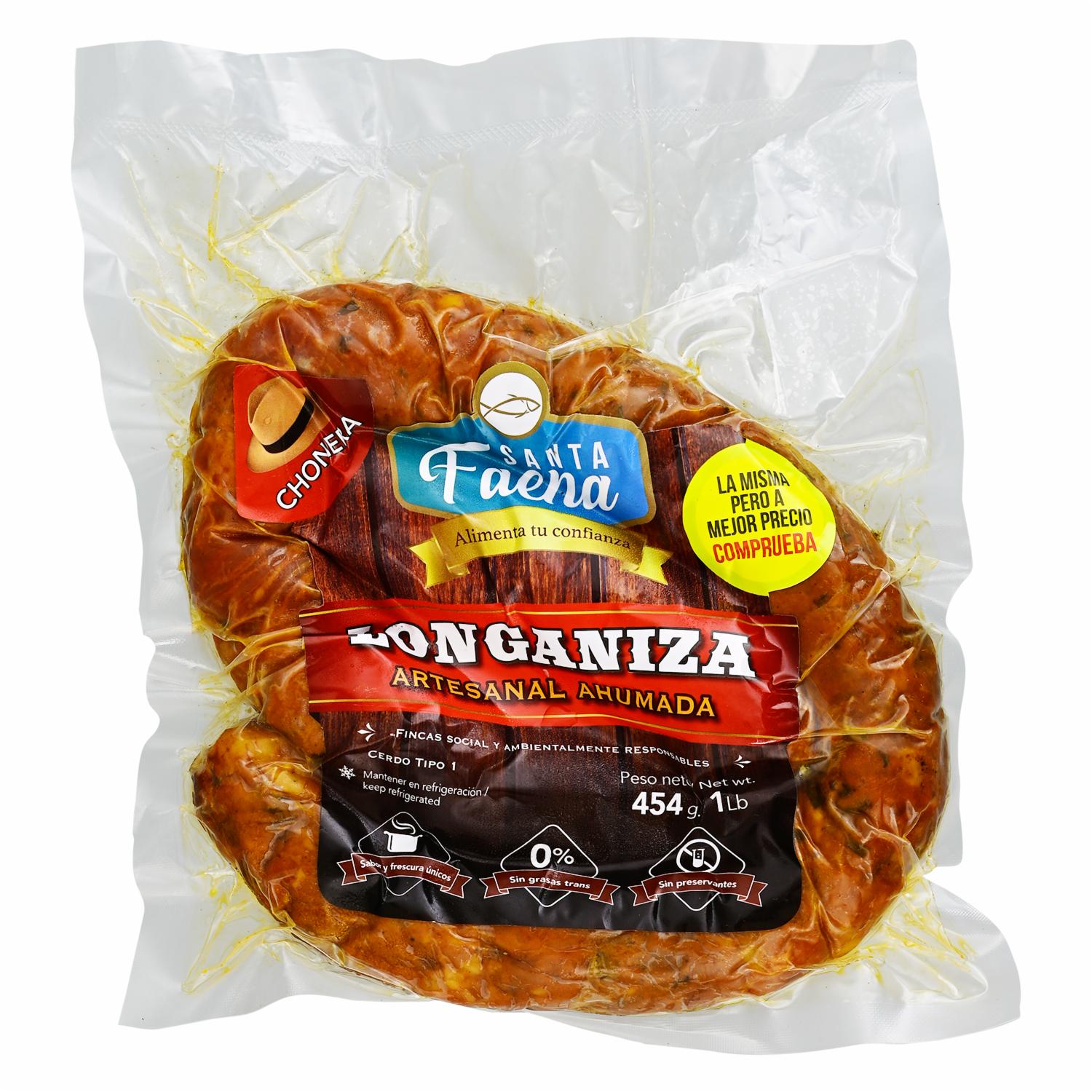 Longaniza Artesanal Ahumada Cerdo Tipo 1 SANTA FAENA 1 Lb