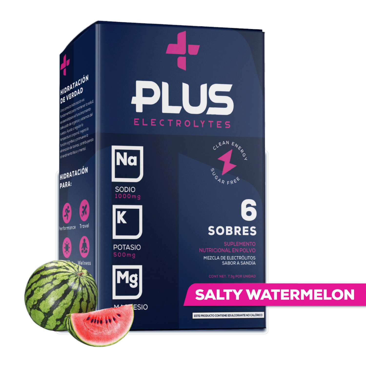 Suplemento Nutricional Hidratante En Polvo Sabor A Sandía PLUS ELECTROLYTES 6 Sobres X 7,3 G