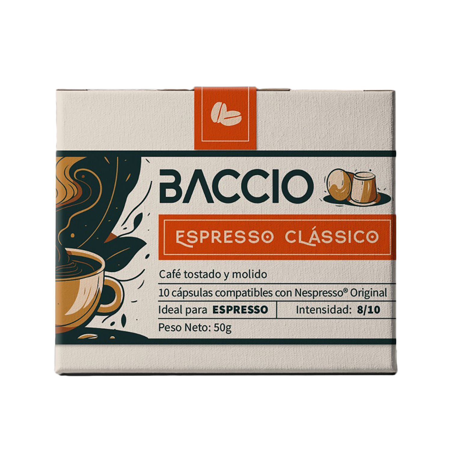 Café En Cápsulas Compostables Espresso Classico BACCIO 50 G 10 Uds