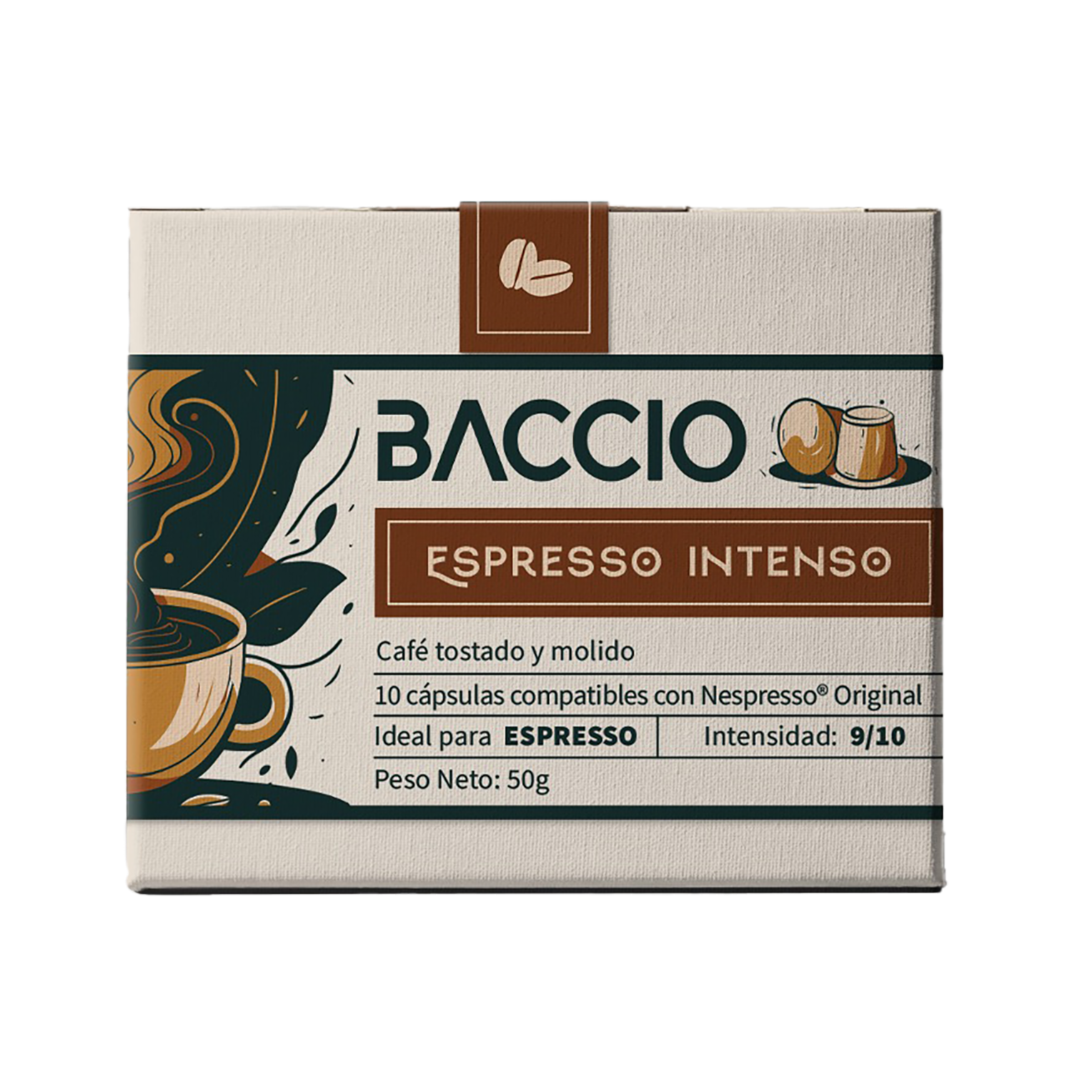 Café En Cápsulas Compostables Espresso Intenso BACCIO 50 G 10 Uds