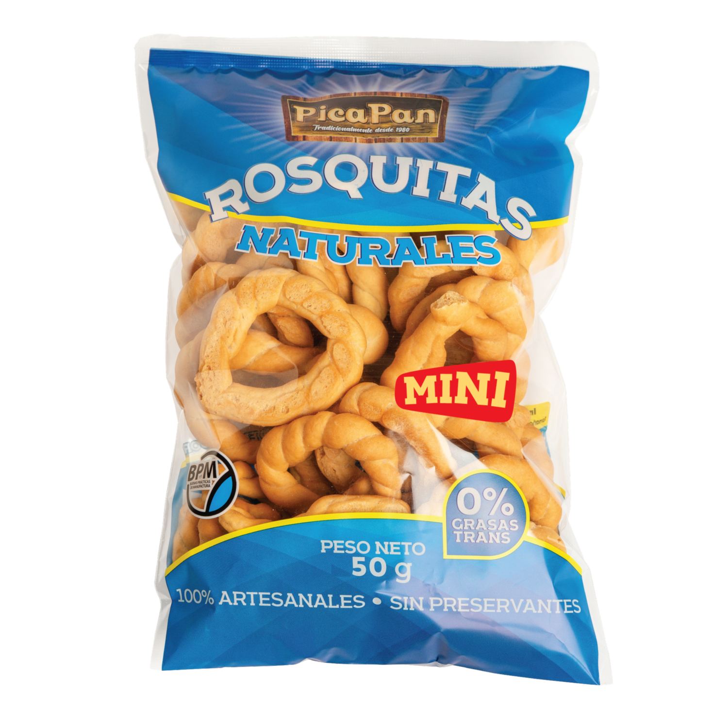 Rosquitas Naturales Mini Artesanales 0% Grasas Trans PICA PAN 50 G