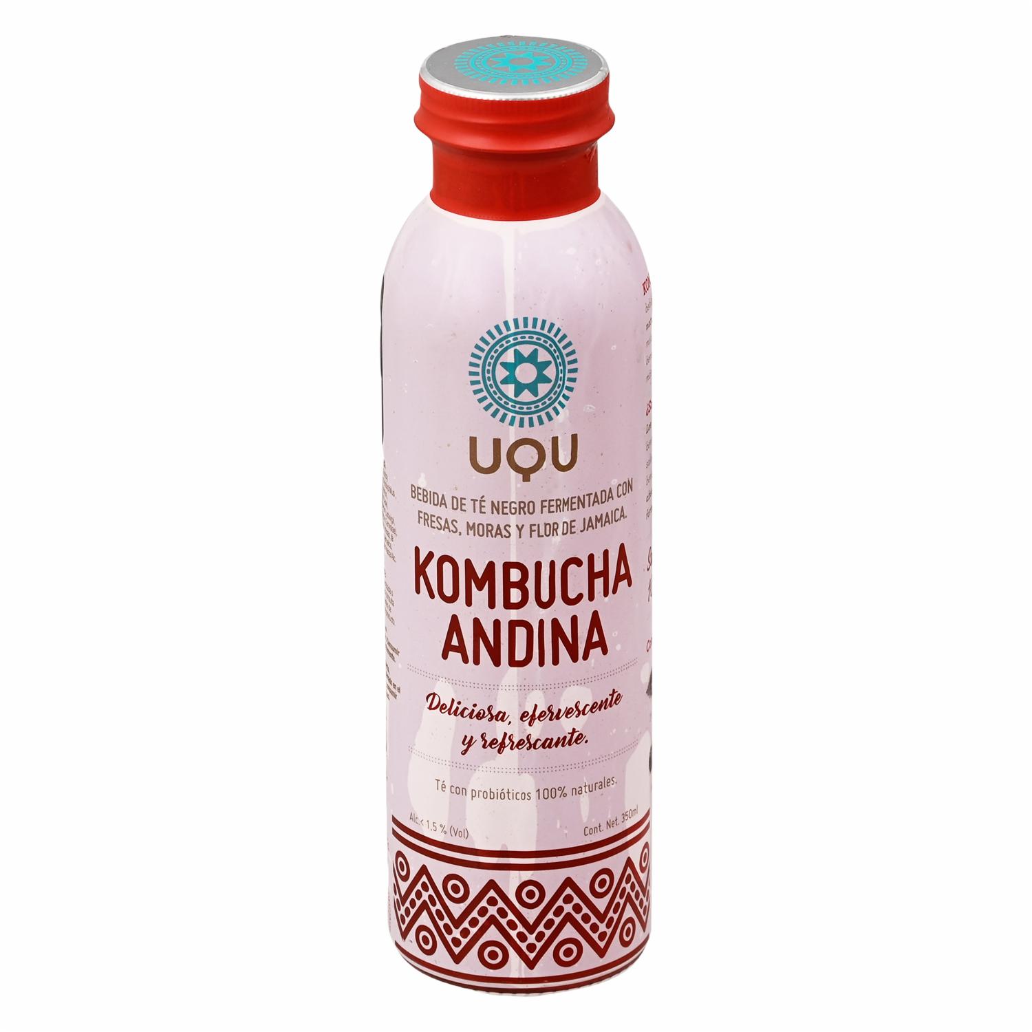 Kombucha Frutos Rojos/Jamaica UQU Botella