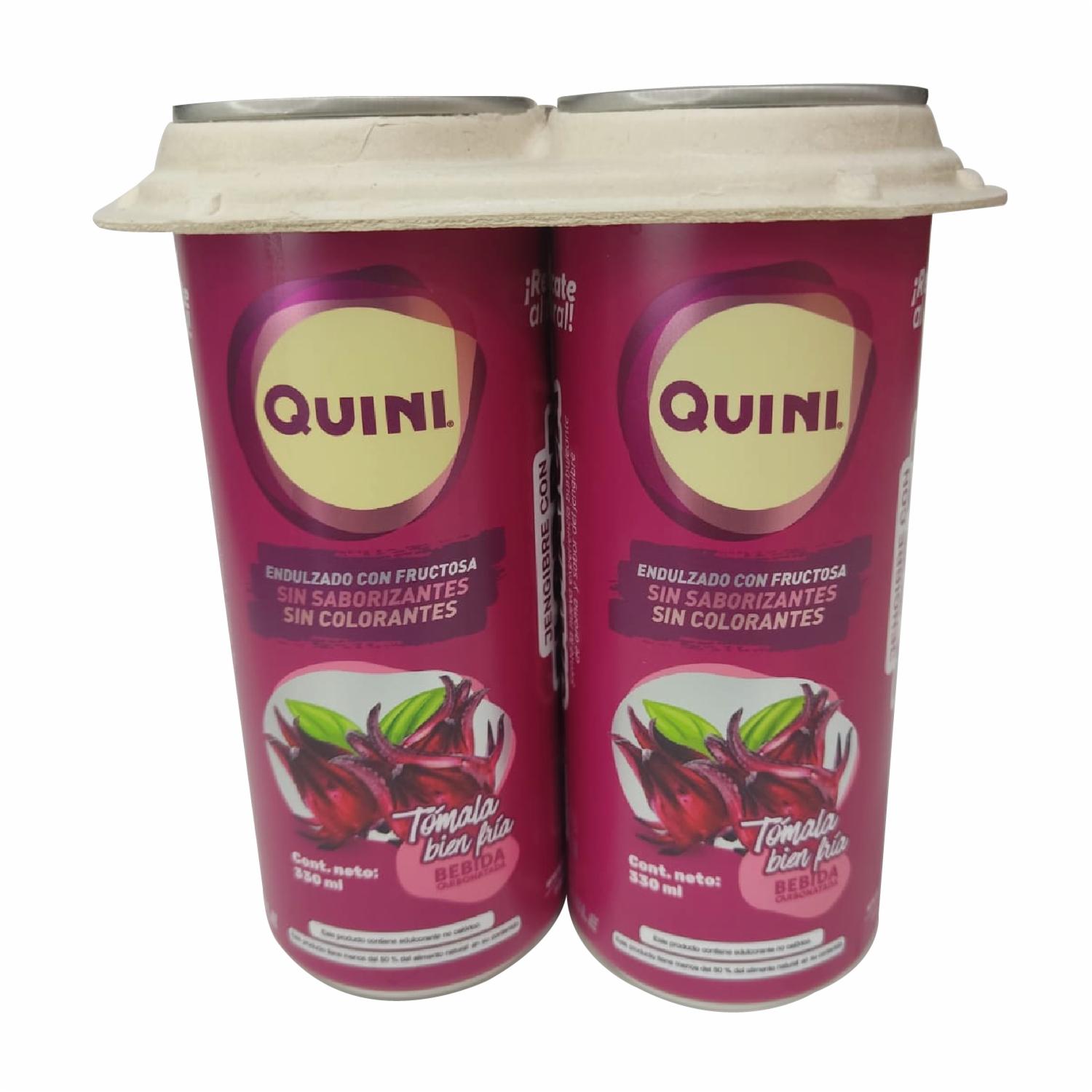 Bebida Carbonatada De Jengibre Con Flor De Jamaica QUINI 4 X 330 ML