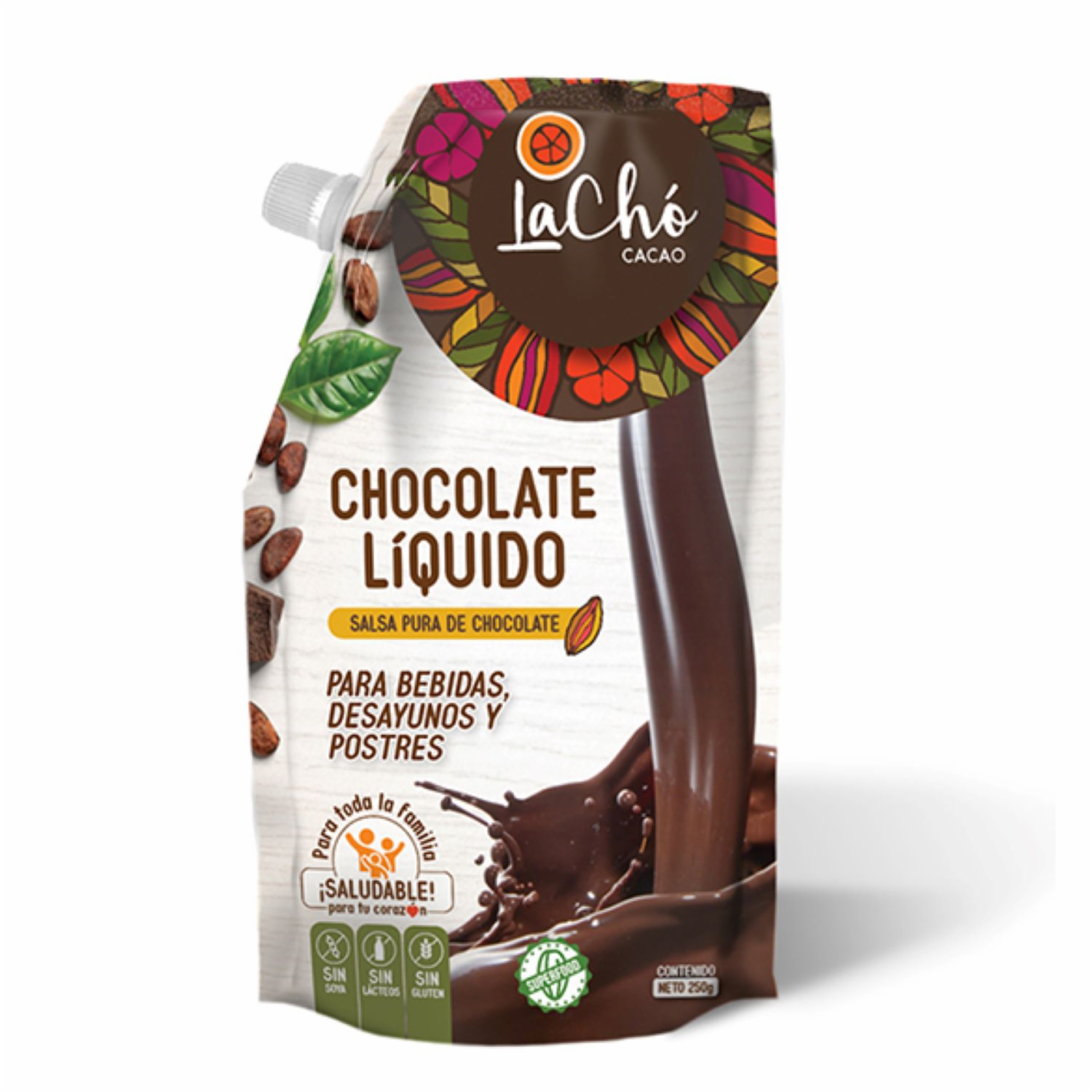 Salsa De Chocolate Pura Líquida LACHÓ CACAO 250 G