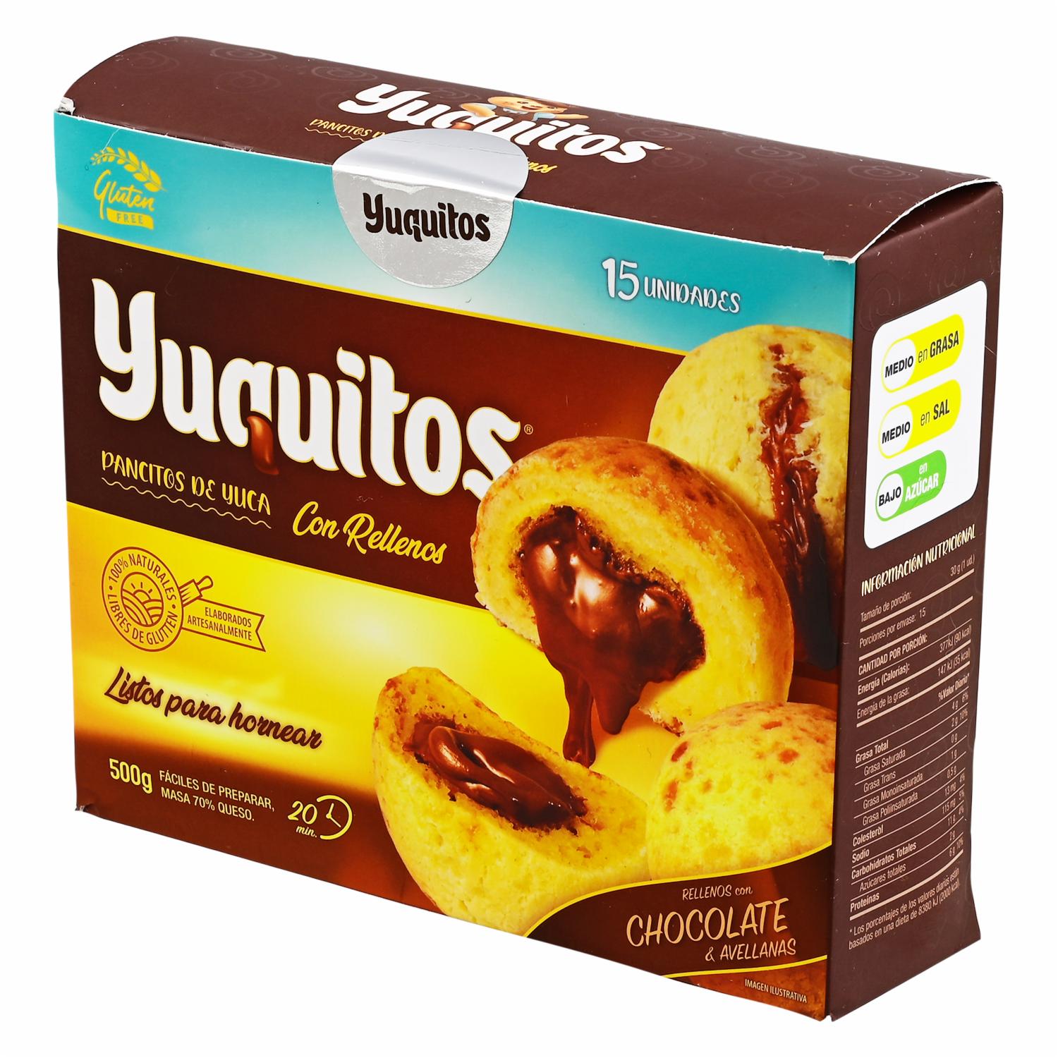 Pan De Yuca Con Relleno Cacao Y Avellana YUQUITOS 500  G