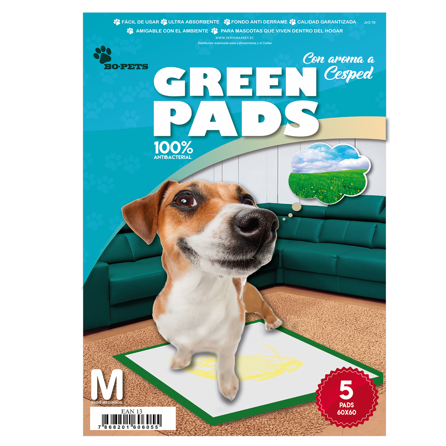 Pads De Mascotas Sanitario Aroma A Césped PIGARO PADS 17 Cm X 22 Cm X 5 Cm