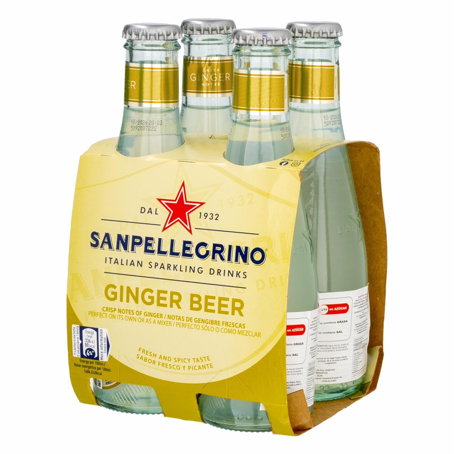 Agua Saborizada Con Jengibre 4Pack S.PELLEGRINO 4 X 200 ml