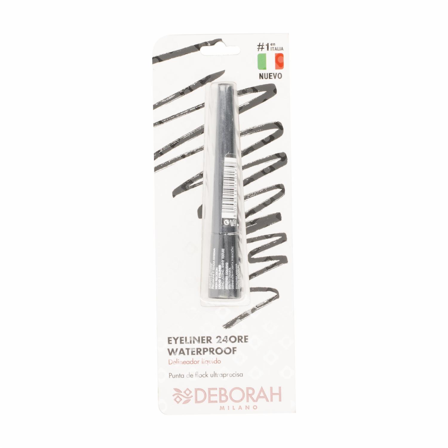 Delineador De Ojos Líquido 24 Ore Waterproof Negro DEBORAH MILANO 2,5 G