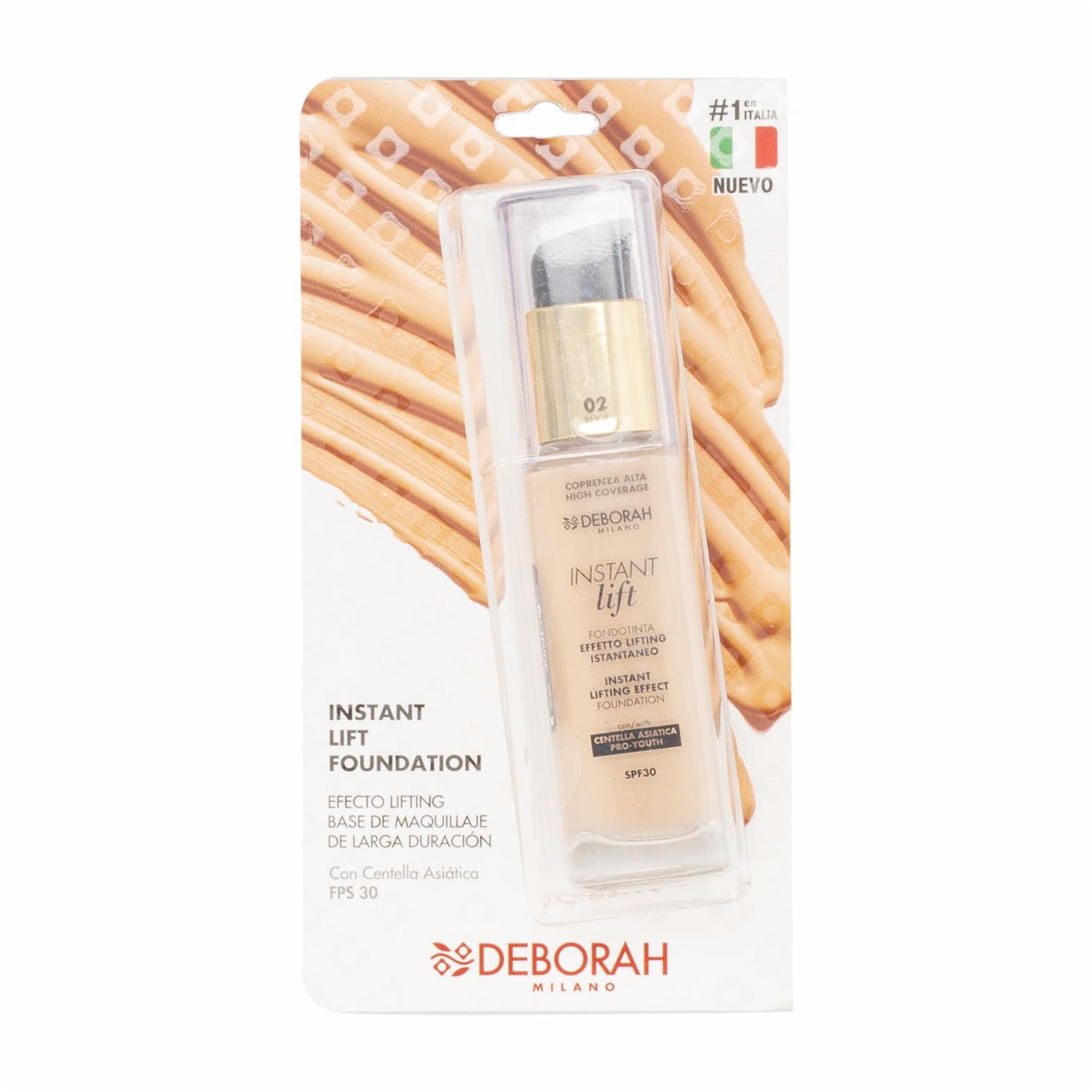 Base De Maquillaje Instant Lift Fondotinta Beige 02 DEBORAH MILANO 30 Ml