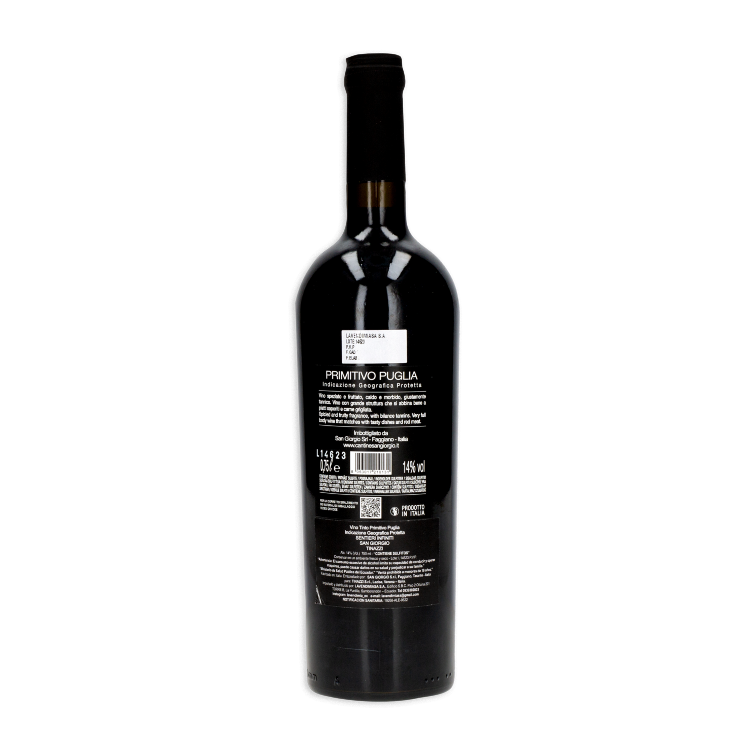 Vino Tinto Primitivo Puglia TINAZZI 750 Ml