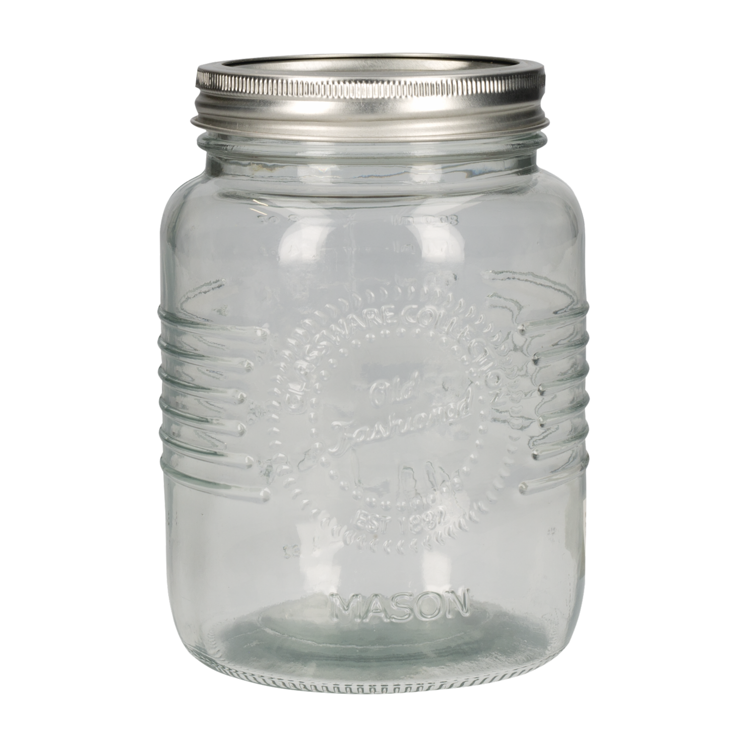 Frasco Con Tapa Metalica Transparente OLD FASHIONED 1 L