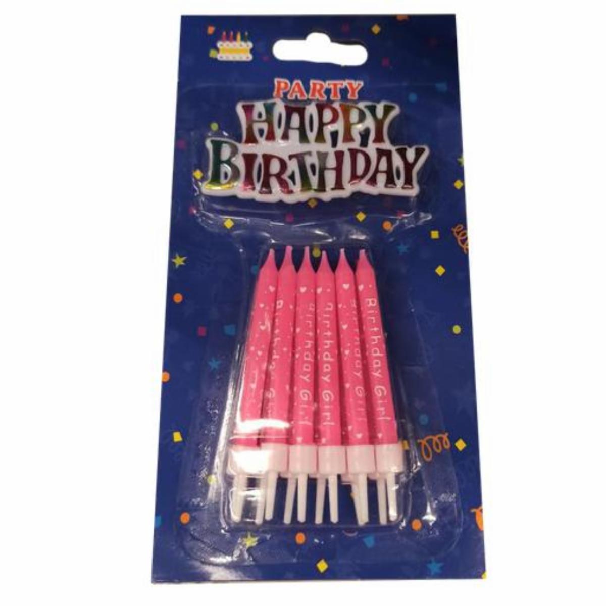 Velas Happy Birthday Rosado PARTY X 12 Unidades