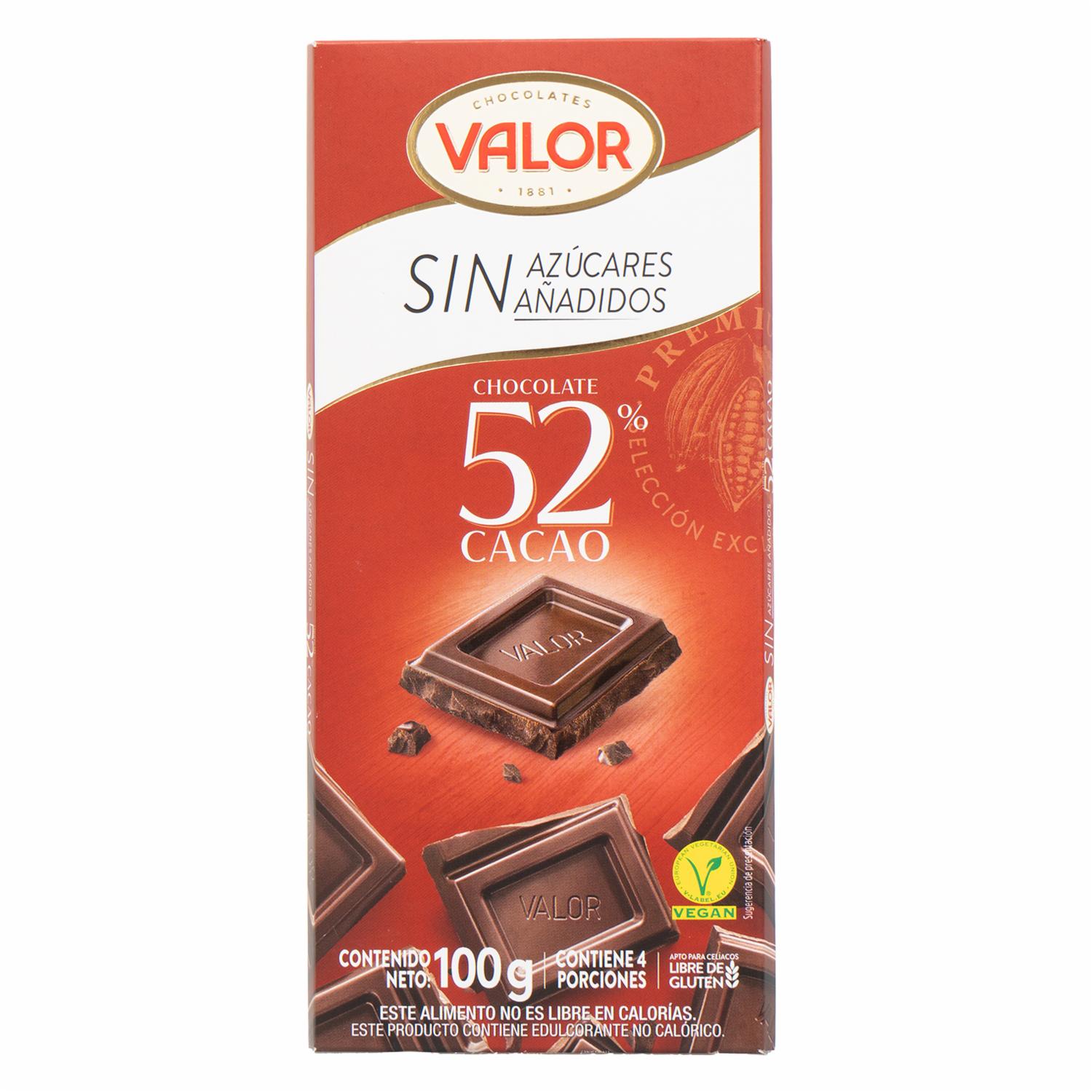 Chocolate Puro Sin Azúcar VALOR 100 G
